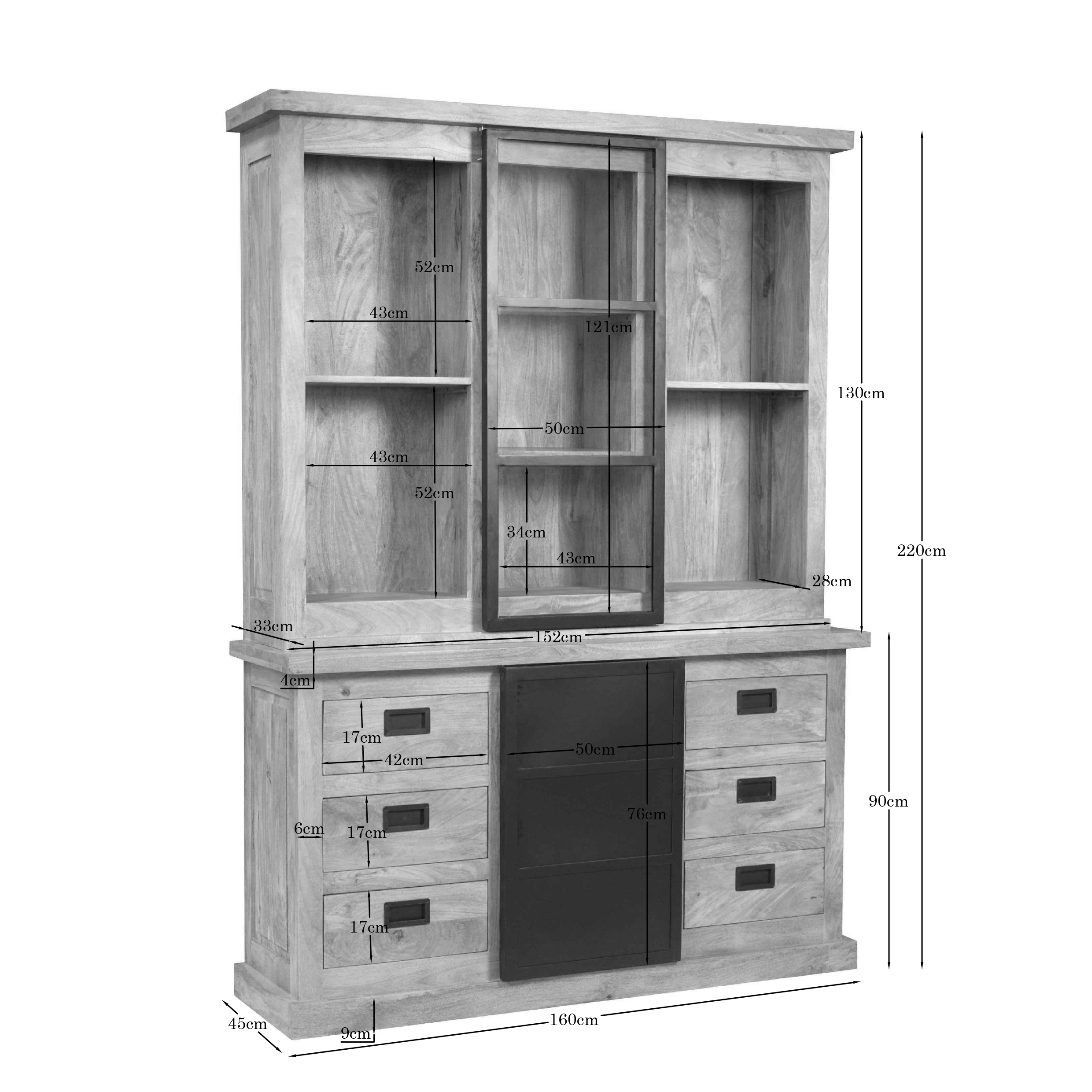 Vitrinekast Noa Naturel Mangohout 160 cm - Image 6