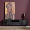 Zwevend tv meubel New York Zwart Mangohout 160 cm - Image 1