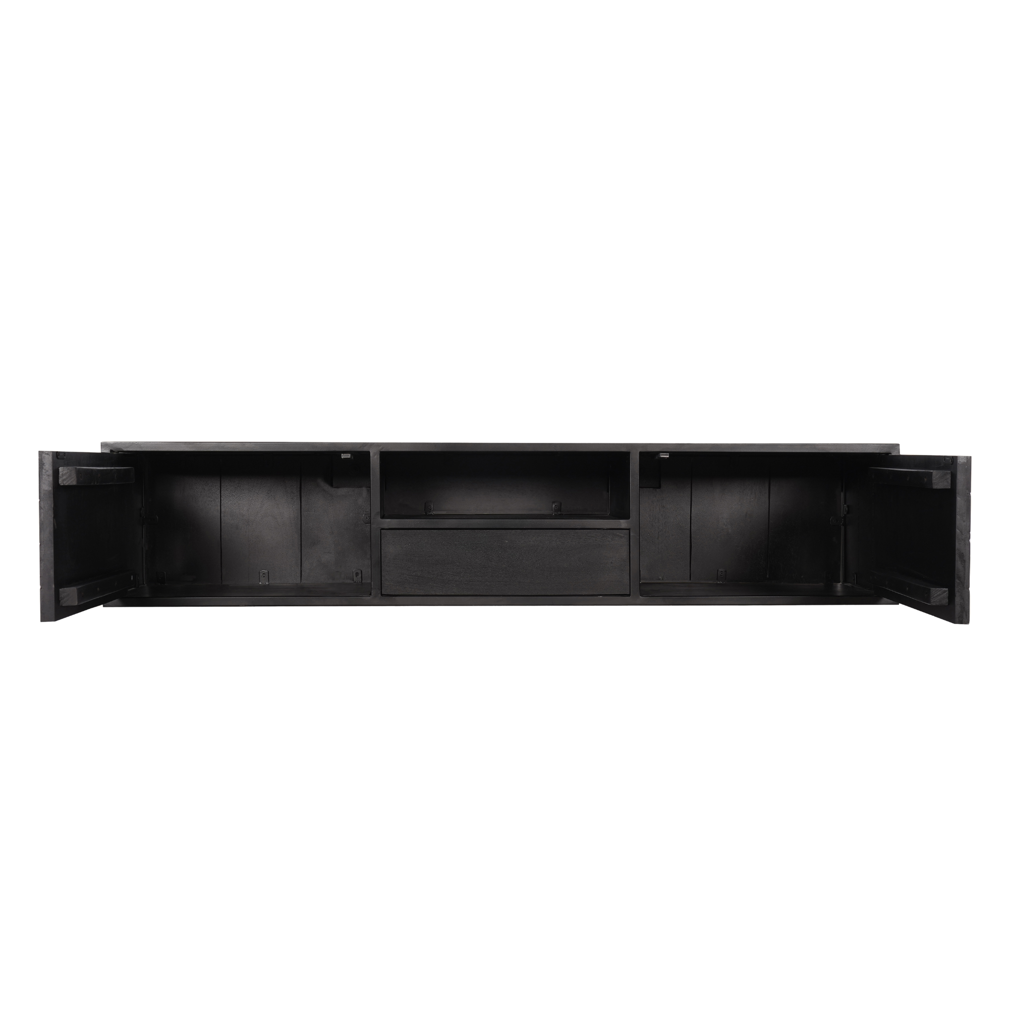 STF-8520_6 Zwevend tv meubel New York Zwart Mangohout 160 cm - Image 7