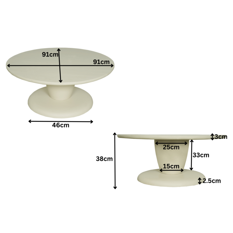 Salontafel Mabel Zand Mangohout 90 cm - Image 6