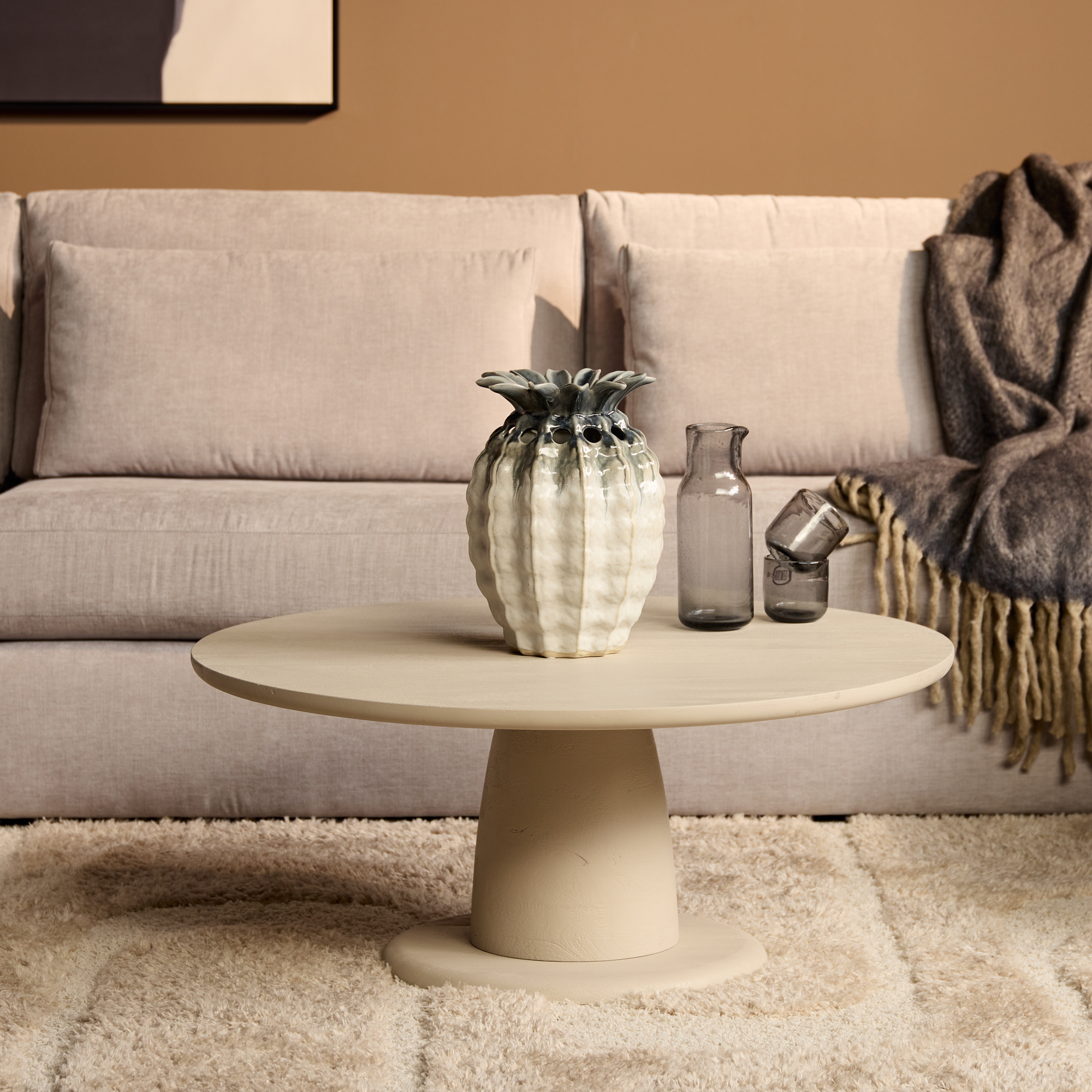 Salontafel Mabel Zand Mangohout 90 cm - Image 1