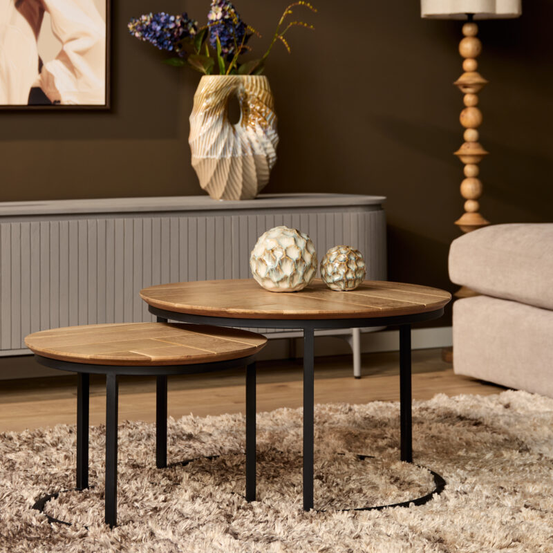 Salontafel set Otik Naturel Eikenhout 70 cm - Image 1