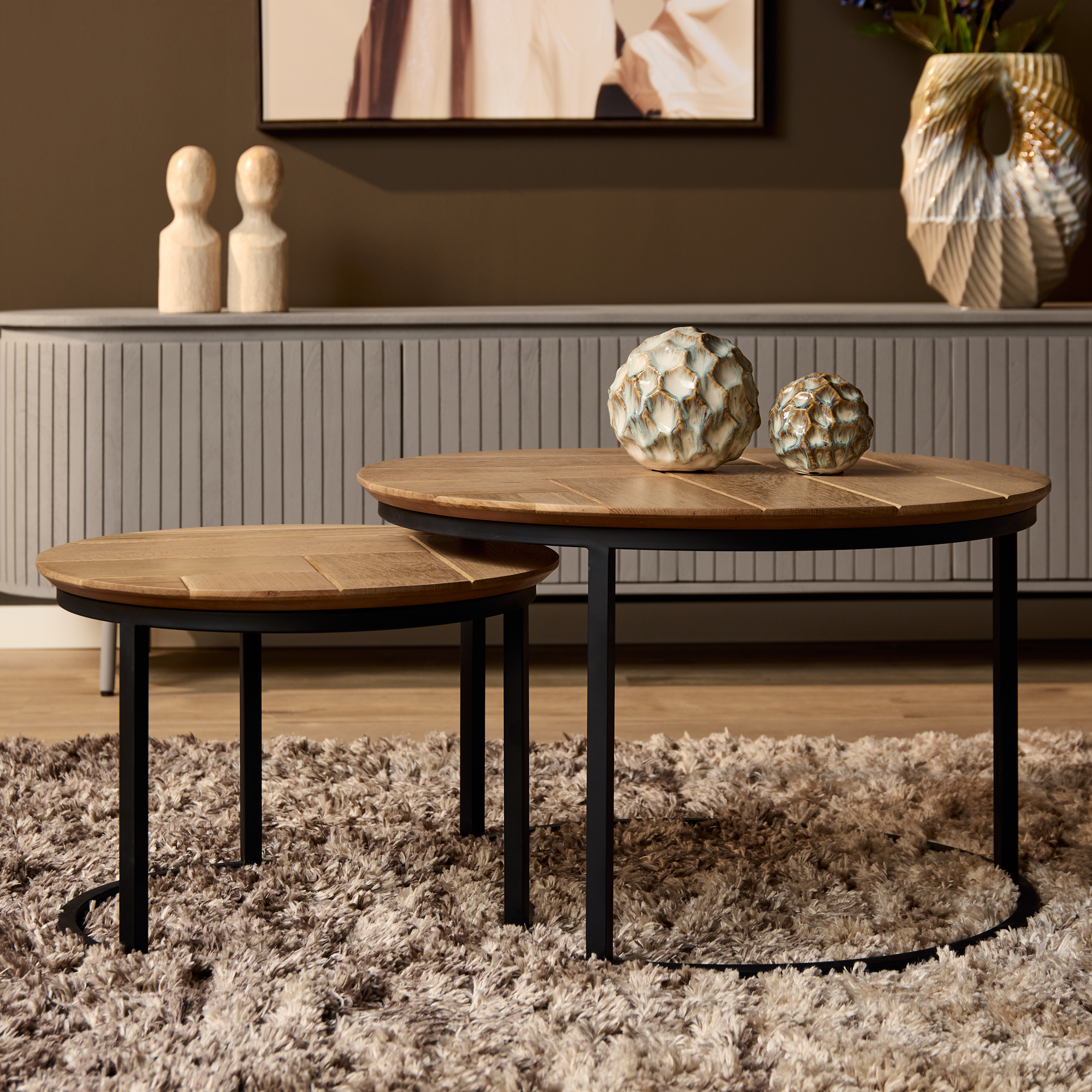STF-3971_1 Salontafel set Otik Naturel Eikenhout 70 cm - Image 2