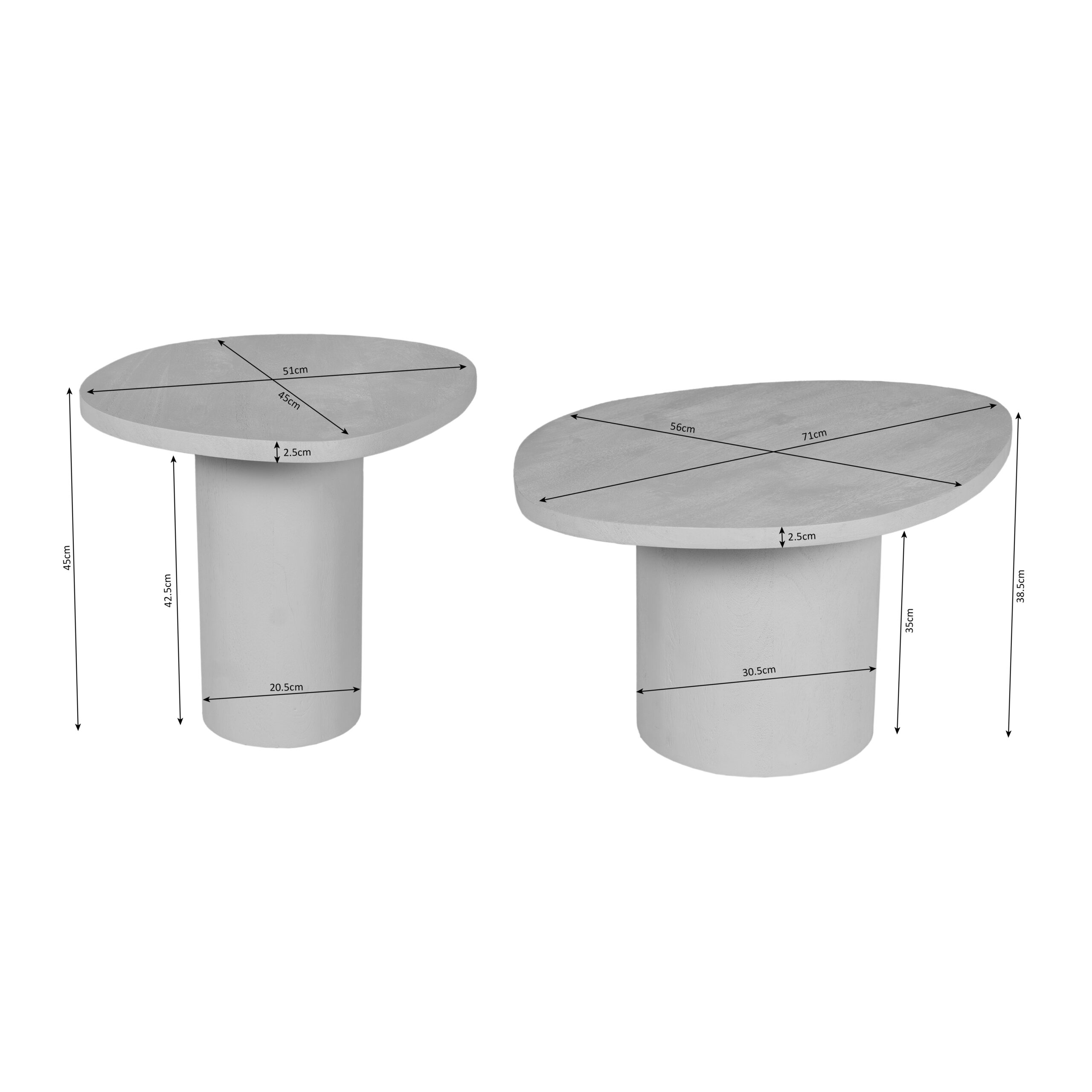 Salontafel set Mirre Zand Mangohout 70 cm - Image 7