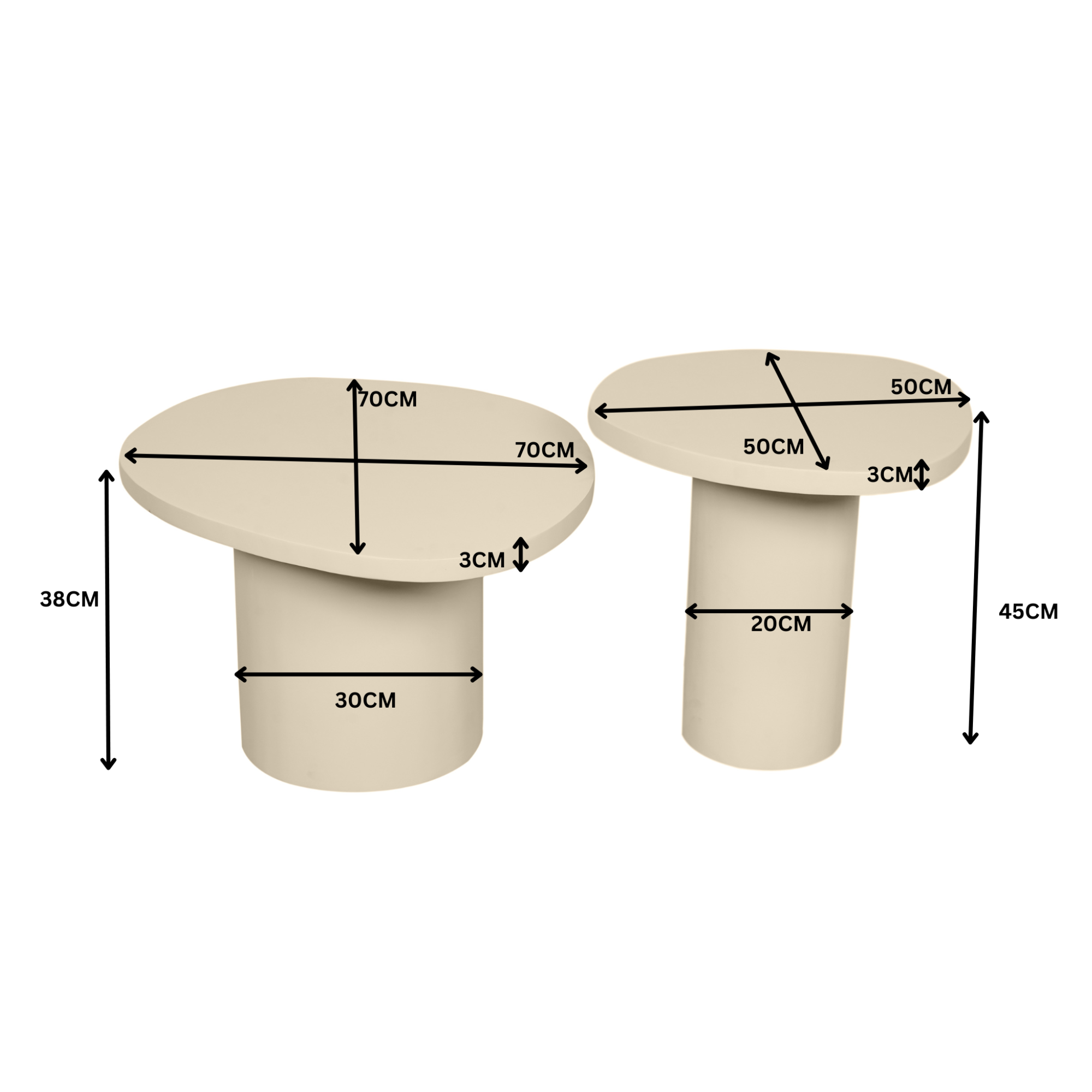 Salontafel set Mirre Zand Mangohout 70 cm - Image 11