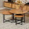 STF-3519_0 Ronde salontafel set Richwood Naturel Mangohout 70 cm - Image 1