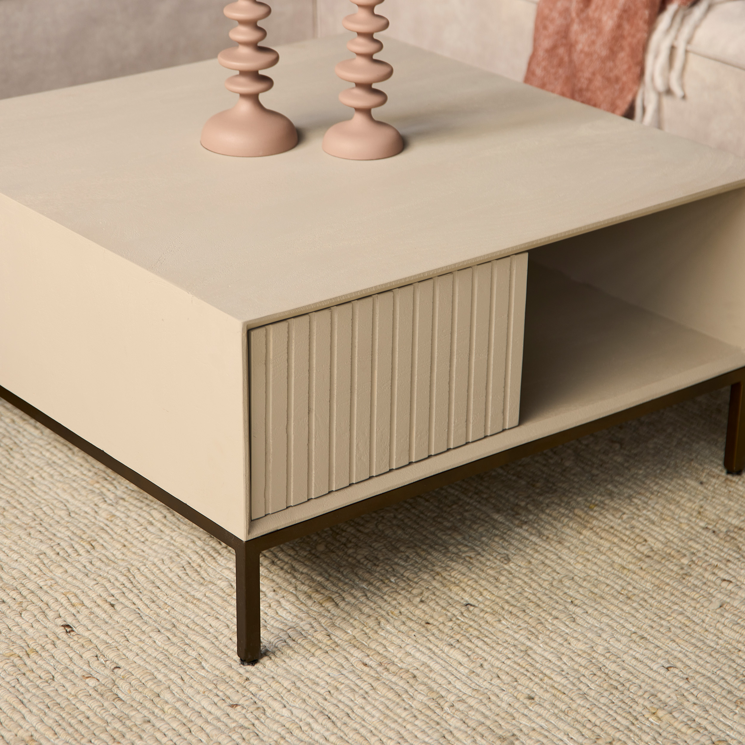 Vierkante salontafel Madison Zand Mangohout 80 cm - Image 2