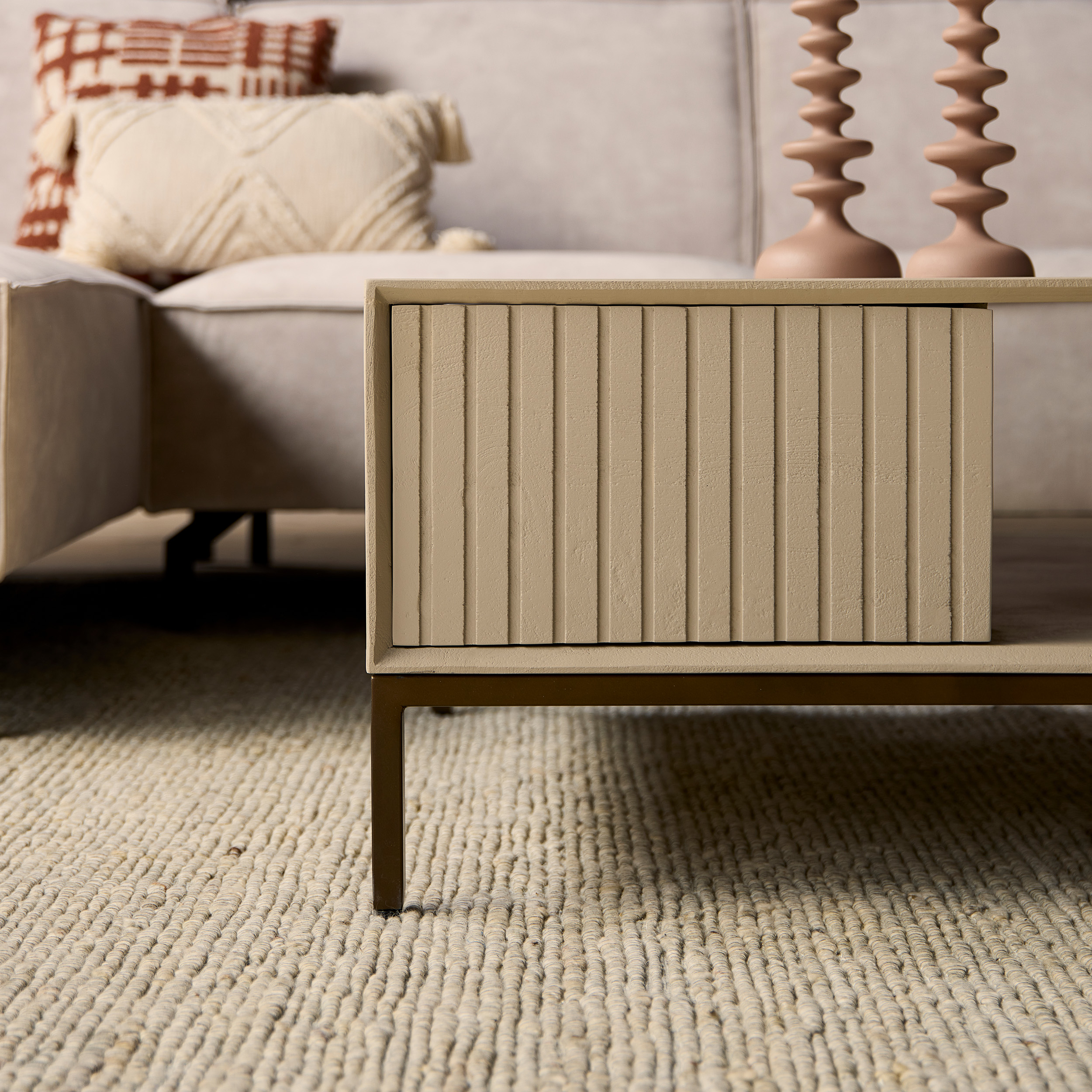 Vierkante salontafel Madison Zand Mangohout 80 cm - Image 3