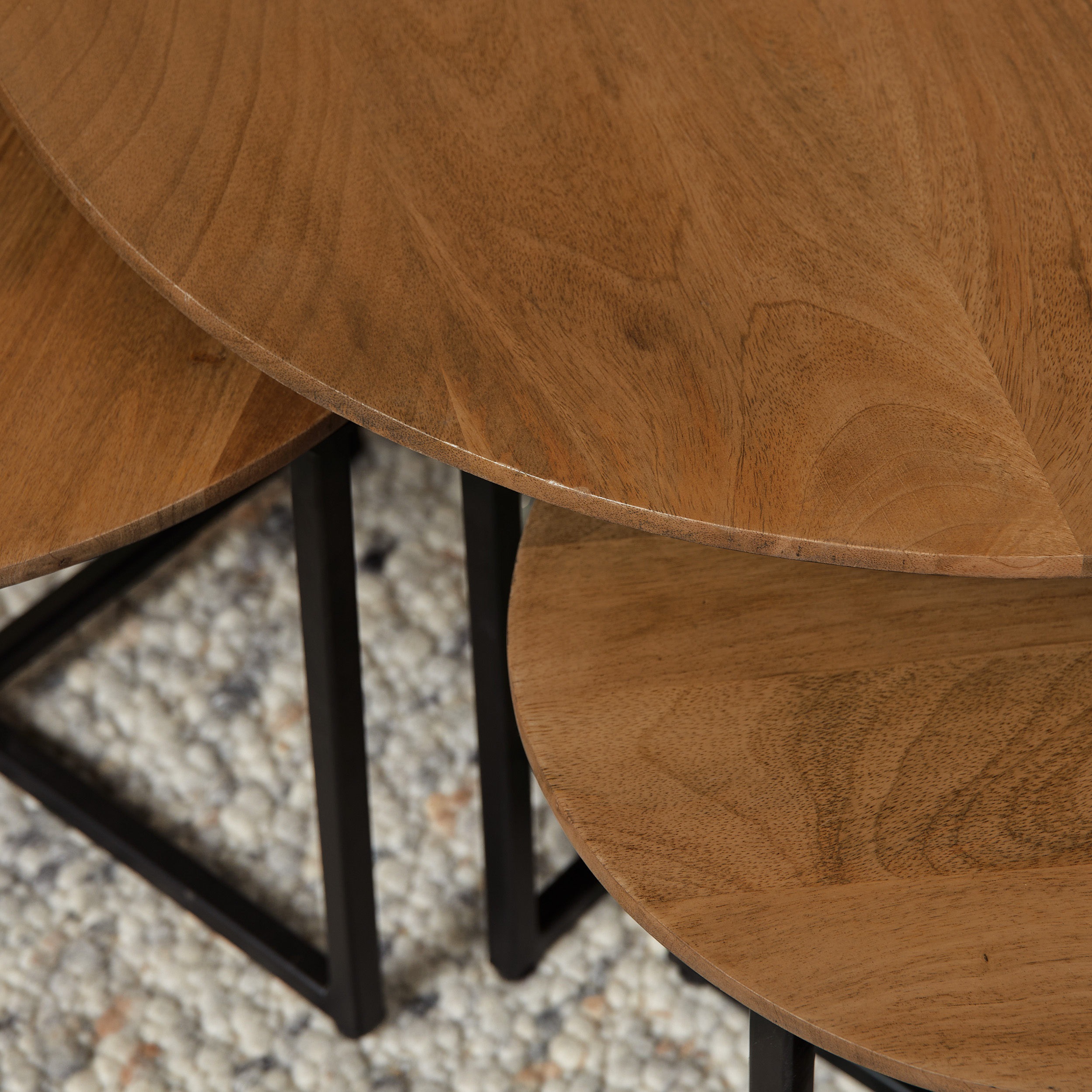 STF-3519_13 Ronde salontafel set Richwood Naturel Mangohout 70 cm - Image 14