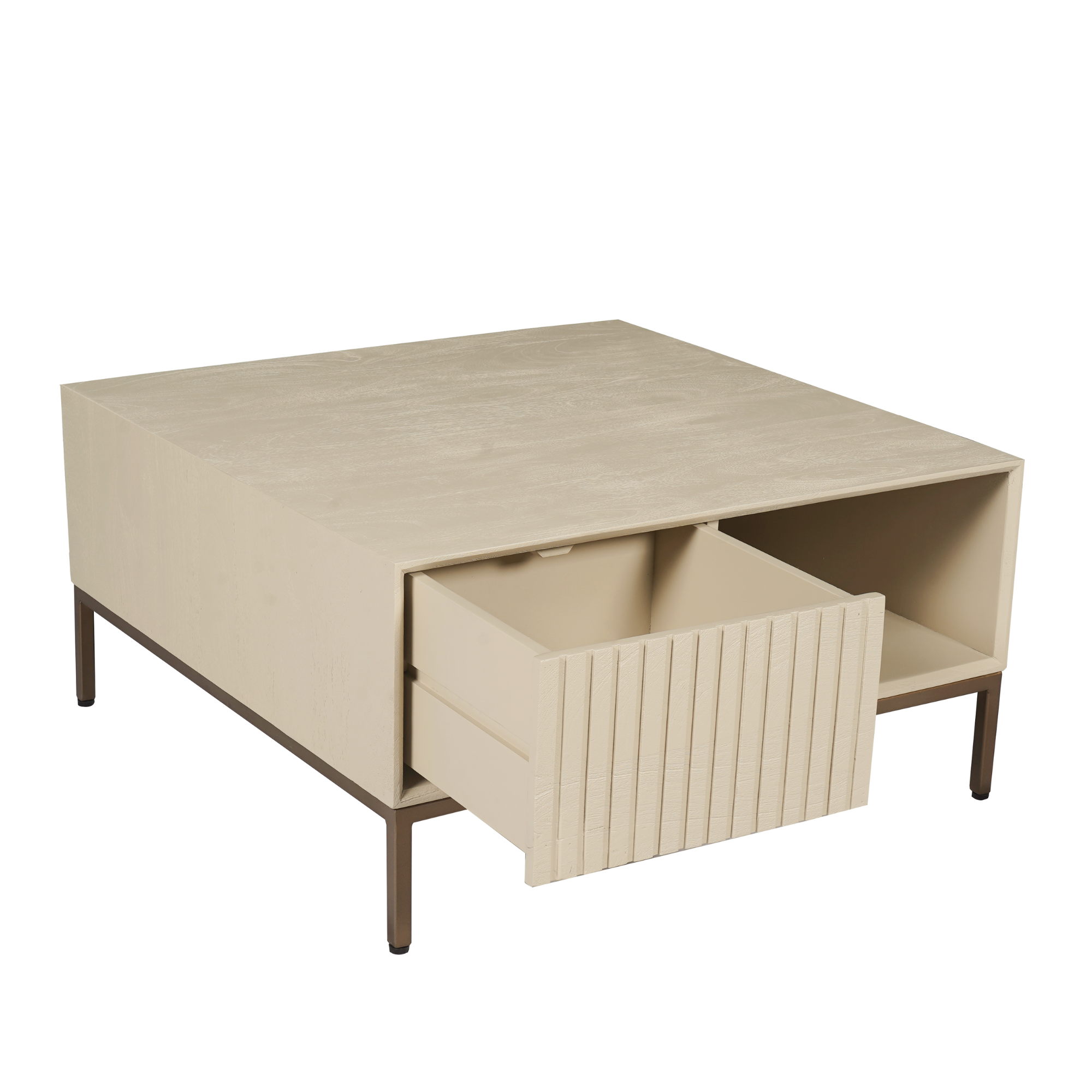 Vierkante salontafel Madison Zand Mangohout 80 cm - Image 7