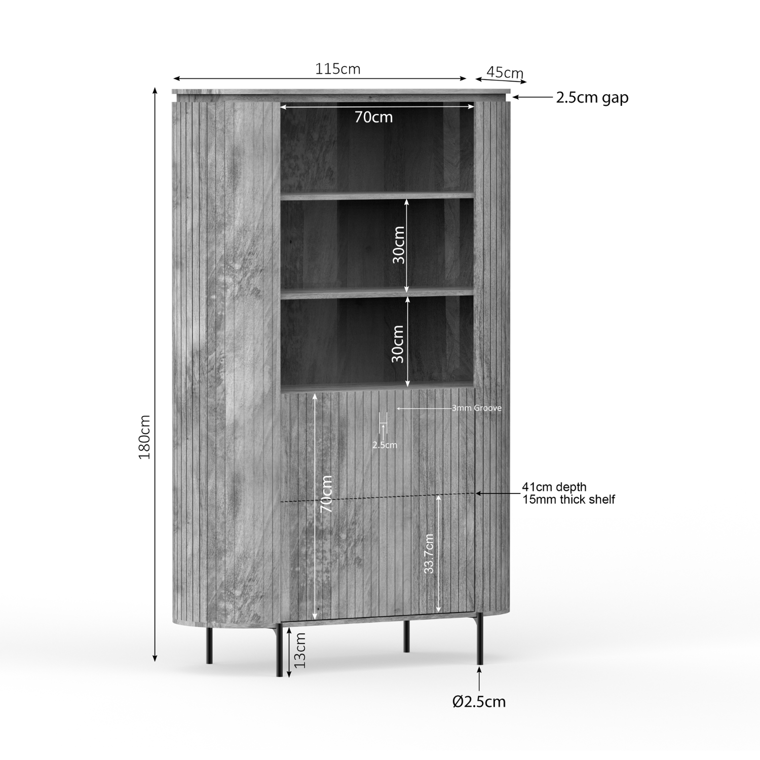 Wandkast Solana Taupe Mangohout 115 cm - Image 10