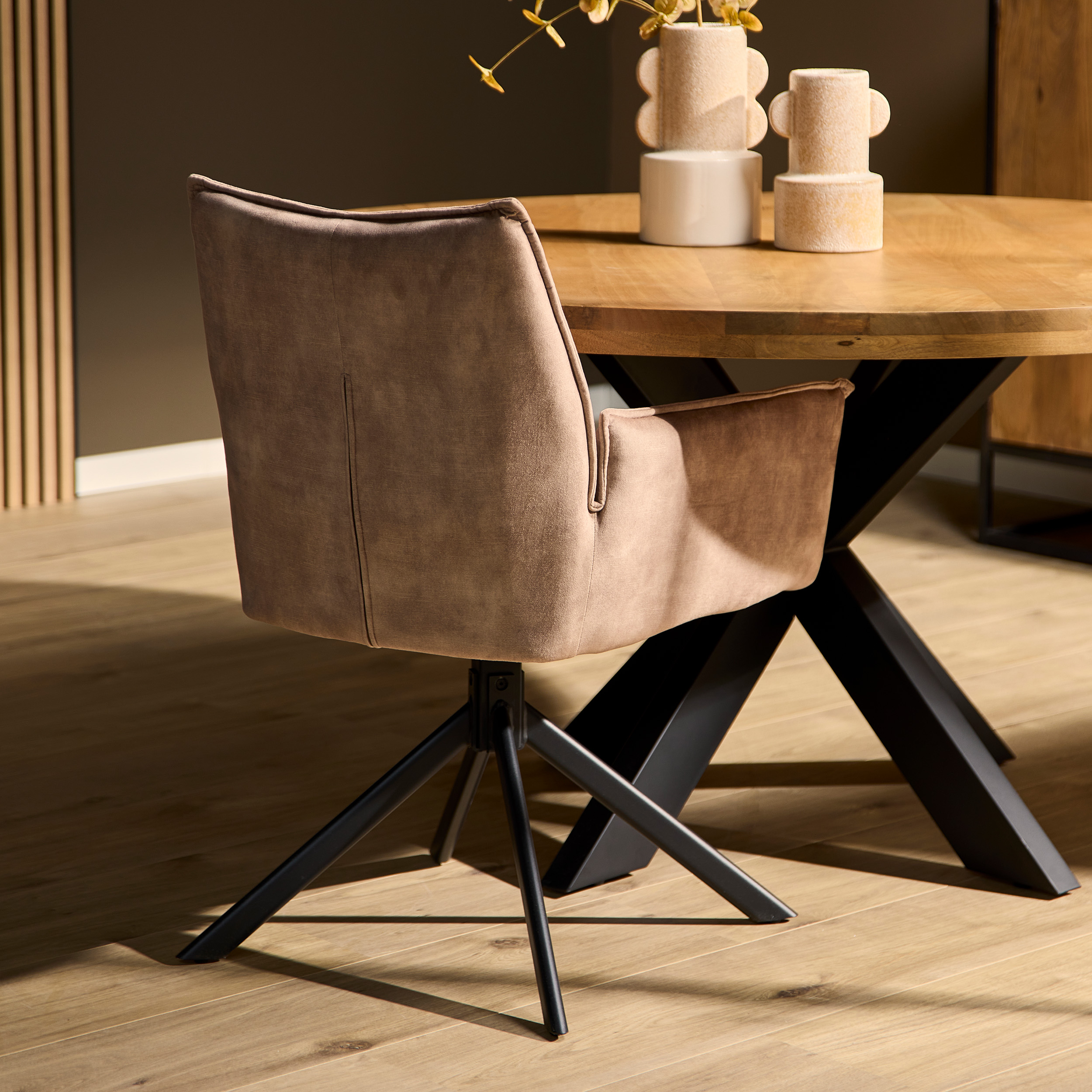 Draaibare eetkamerstoel Dani Beige Velvet - Image 2