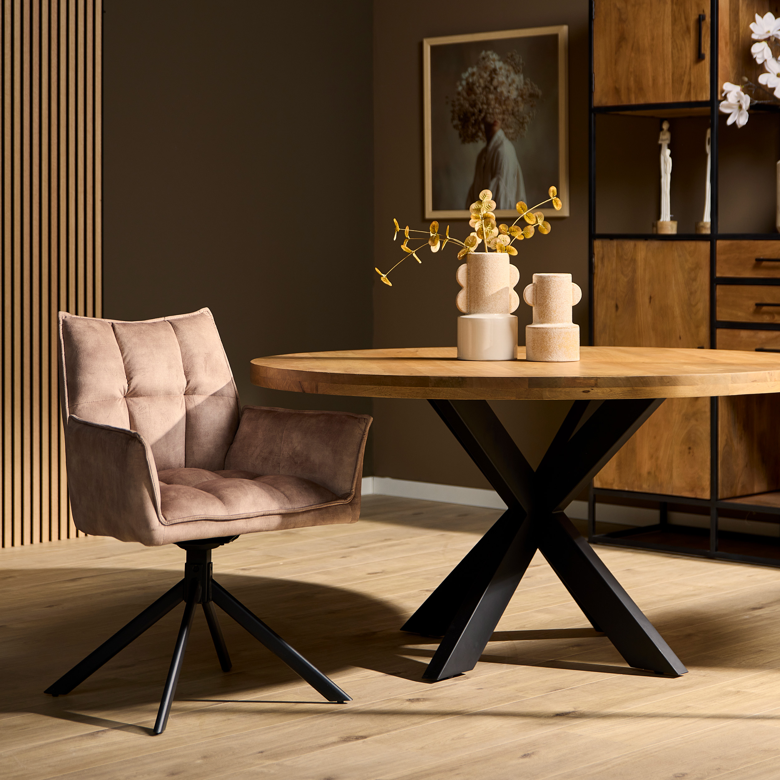 Draaibare eetkamerstoel Dani Beige Velvet - Image 3
