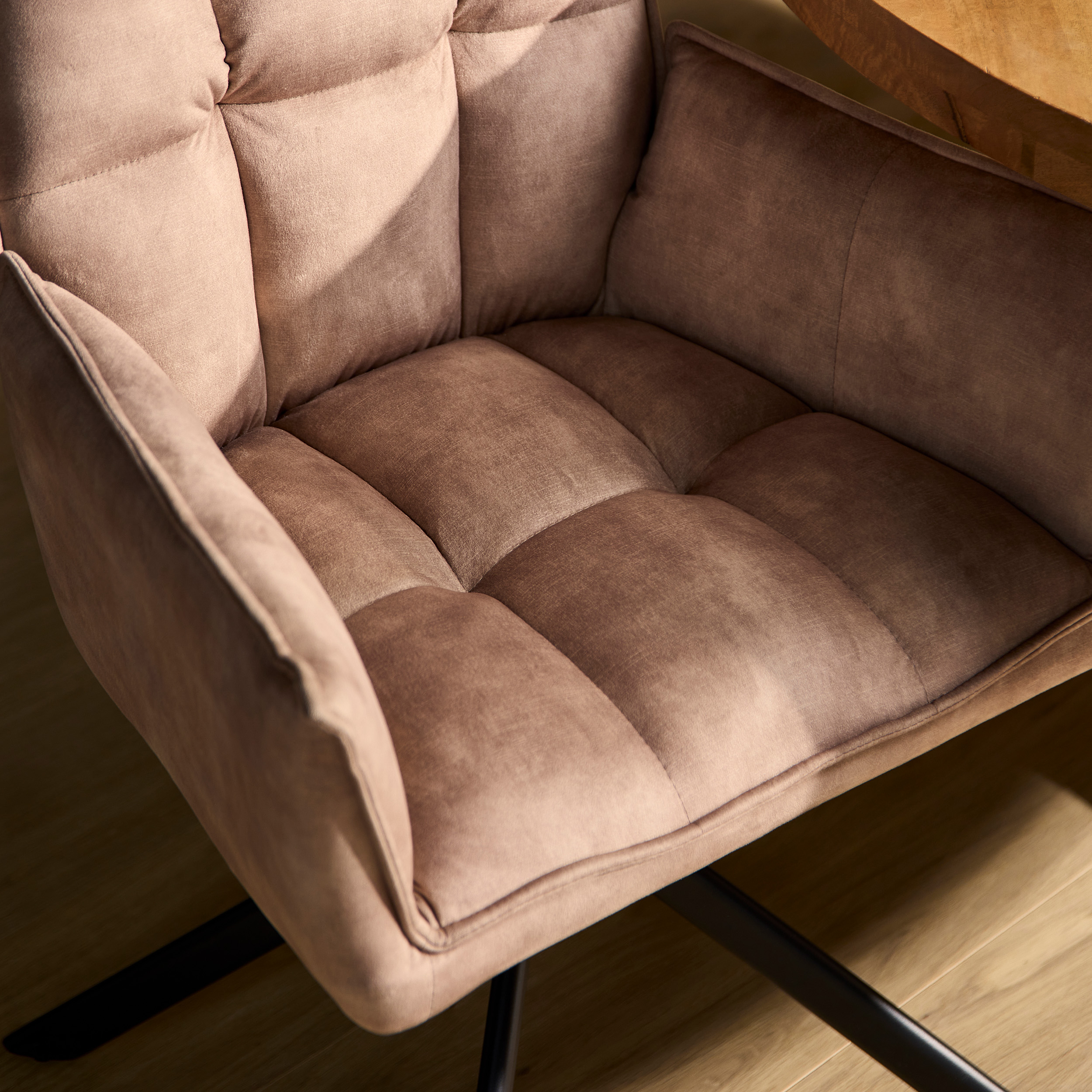 Draaibare eetkamerstoel Dani Beige Velvet - Image 4