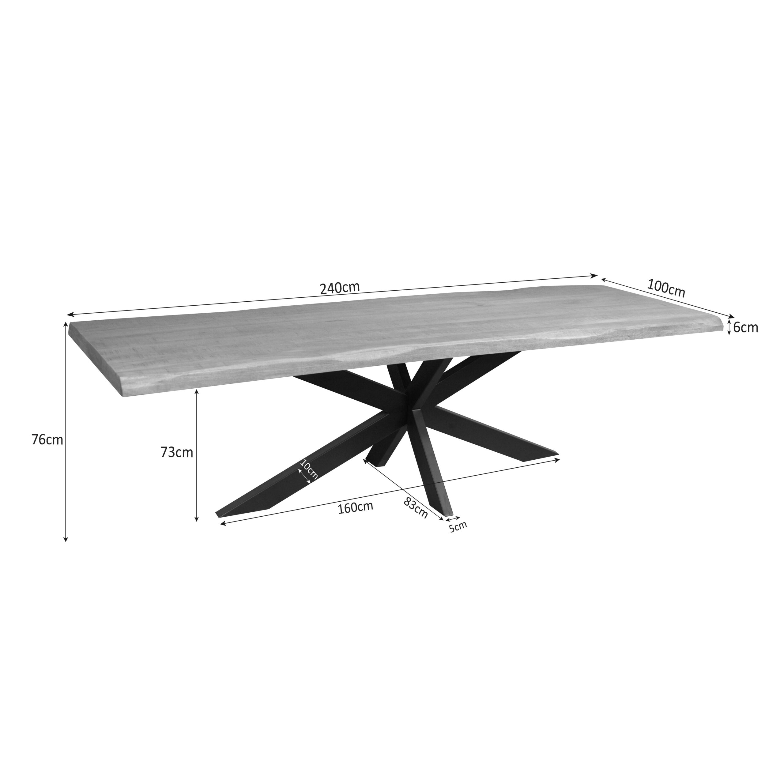 Boomstamtafel Dakota Naturel Mangohout 240 cm - Image 4