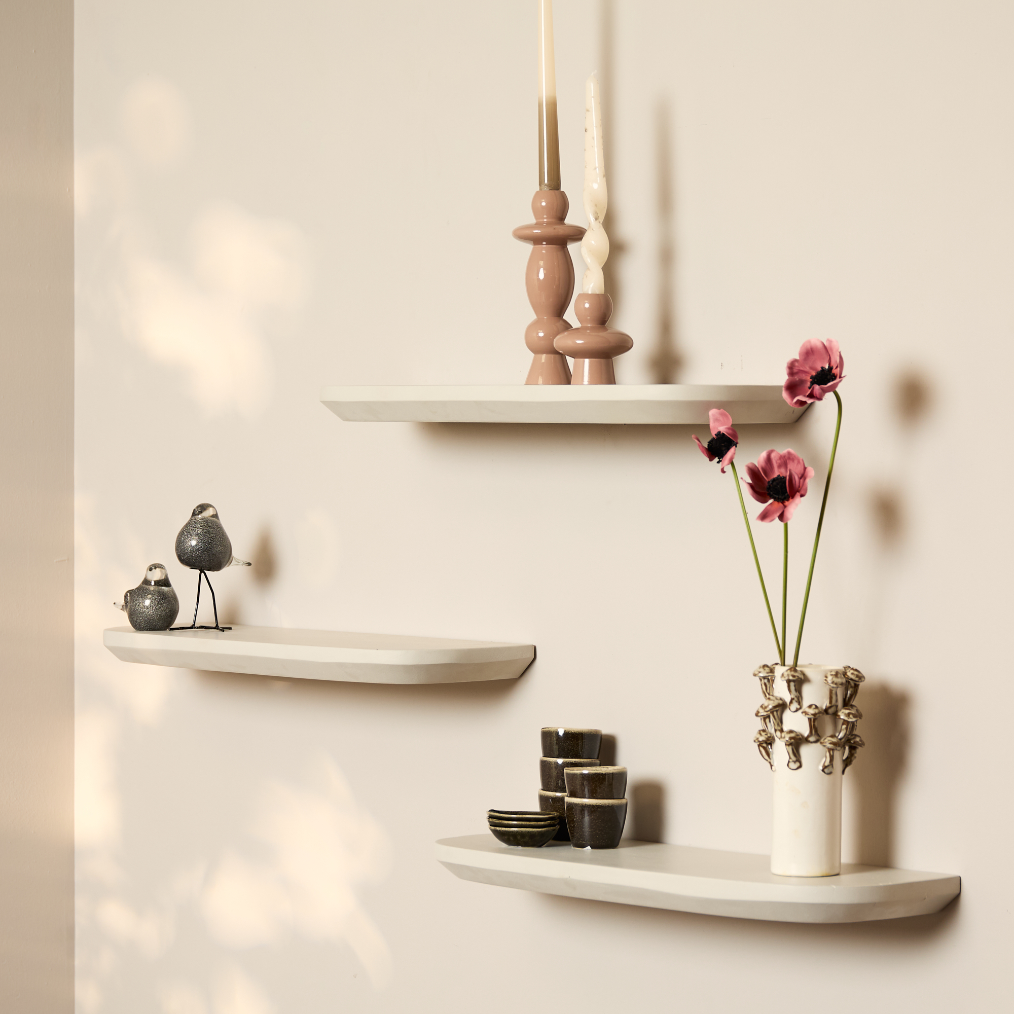 Wandplank Gusta Zand Mangohout Set van 3 - Image 1