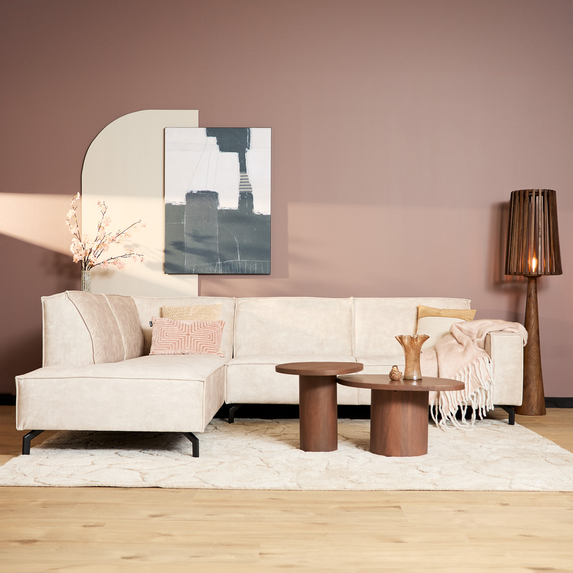 MySofa Floris Hoekbank Velvet Beige Divan Links+2,5 zits - Image 1