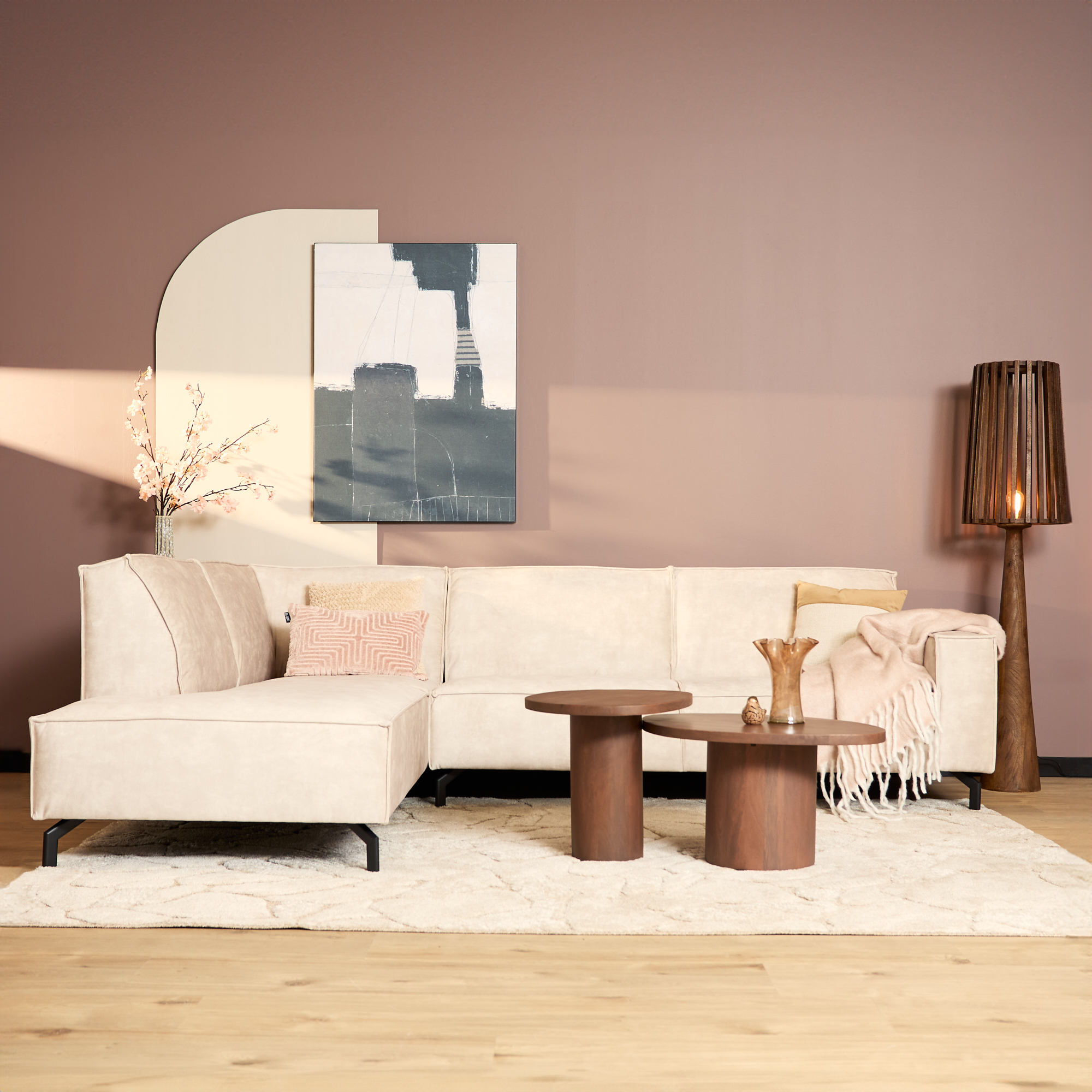 MySofa Floris Hoekbank Velvet Beige Divan Links+2,5 zits - Image 3