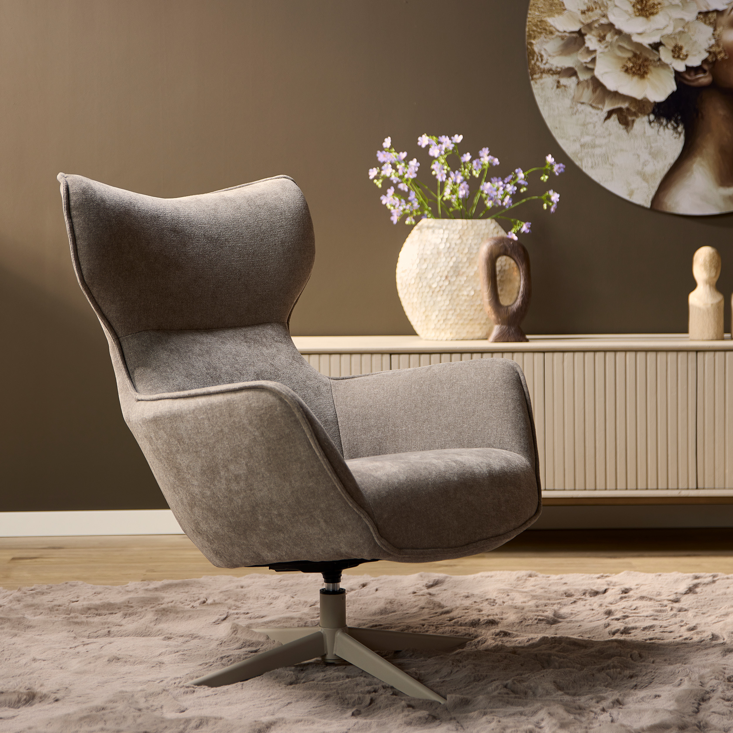 Draaibare fauteuil Julia Taupe - Image 1