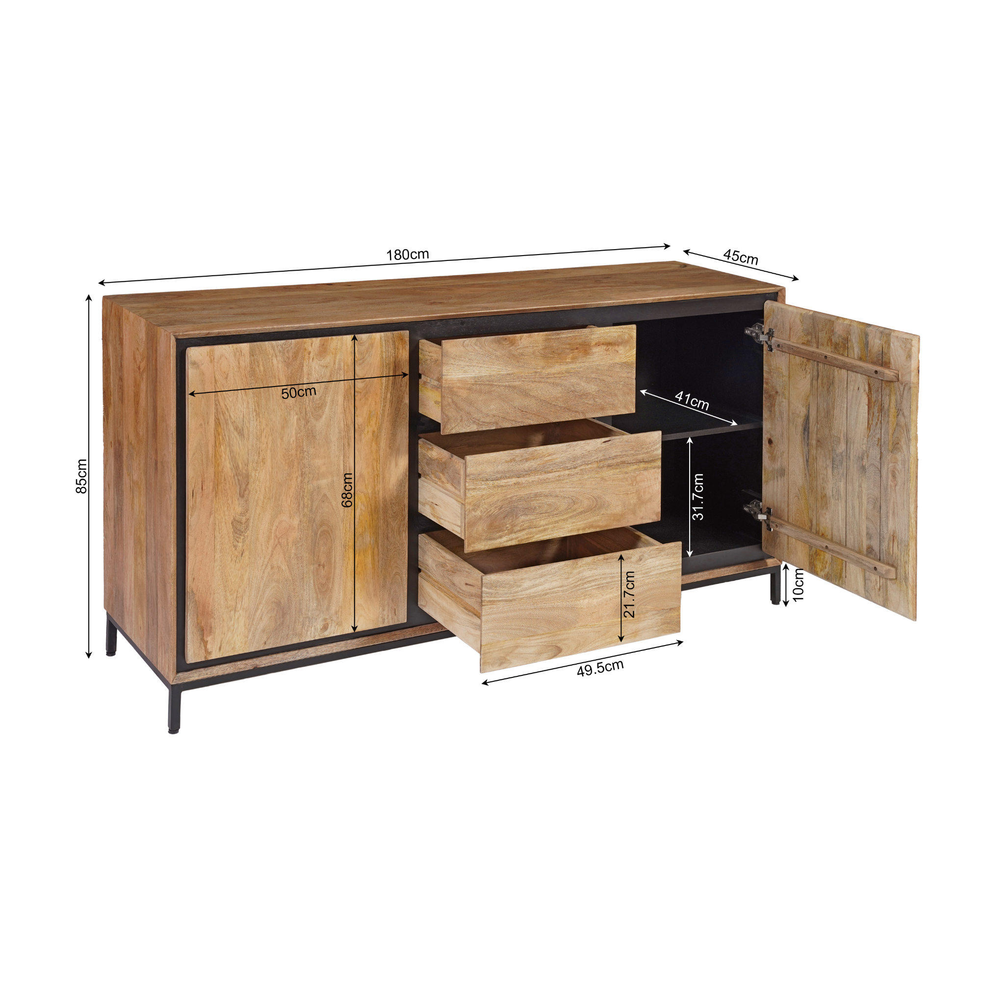 Dressoir RichWood Naturel Mangohout 160 cm - Image 7