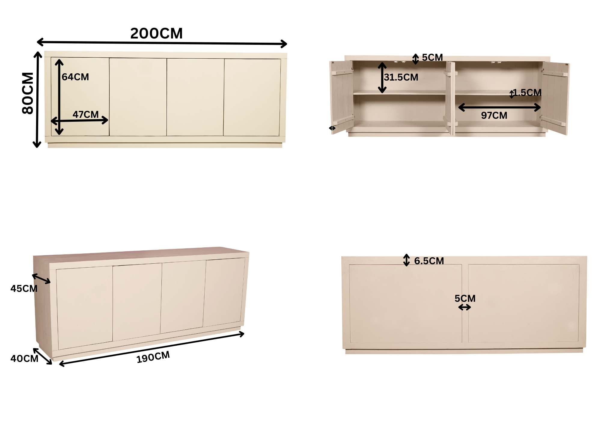 Dressoir Brussel Zand Mangohout 200 cm - Image 16