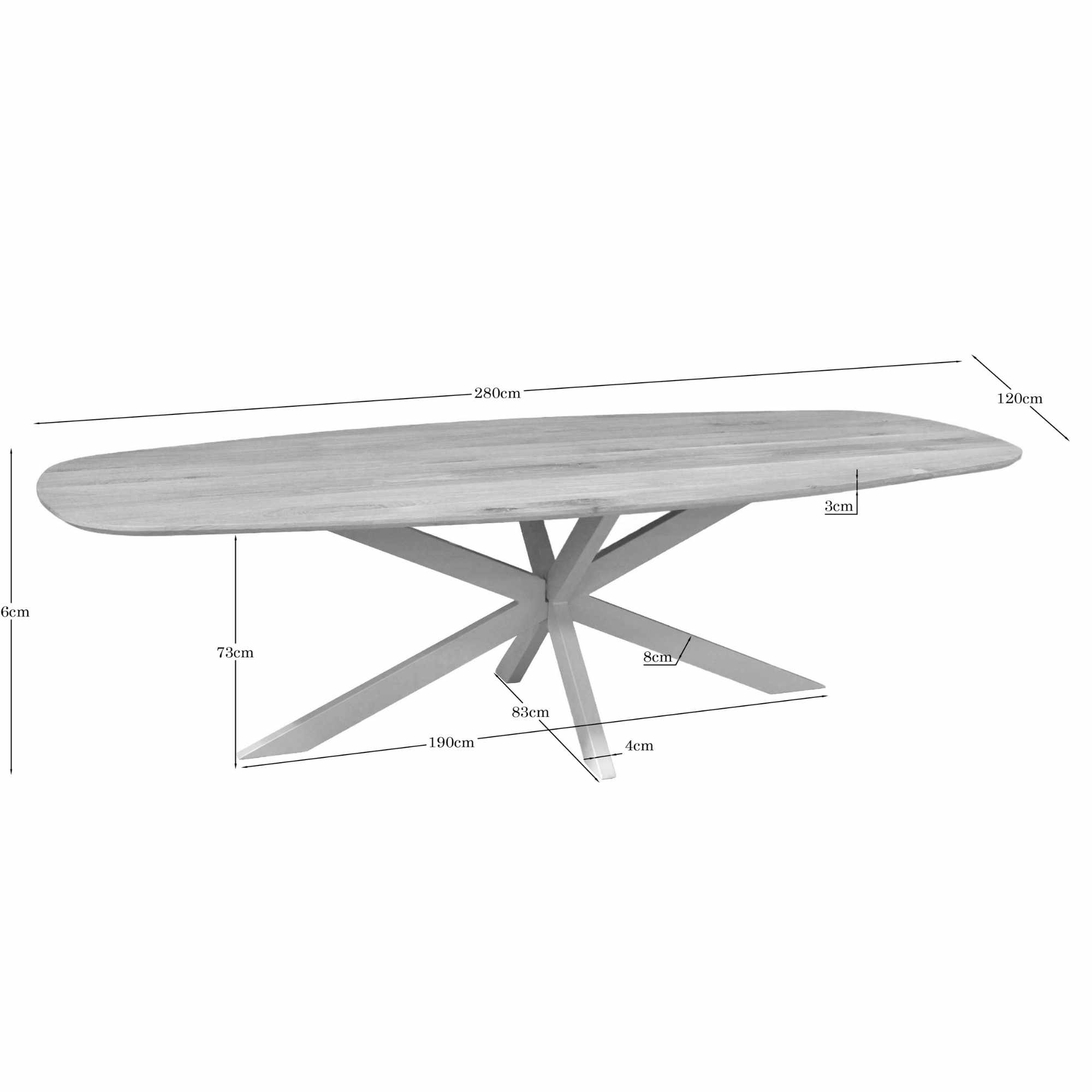 Deens ovale eettafel Ferris Naturel Poot Zand Eikenhout 280 cm - Image 4