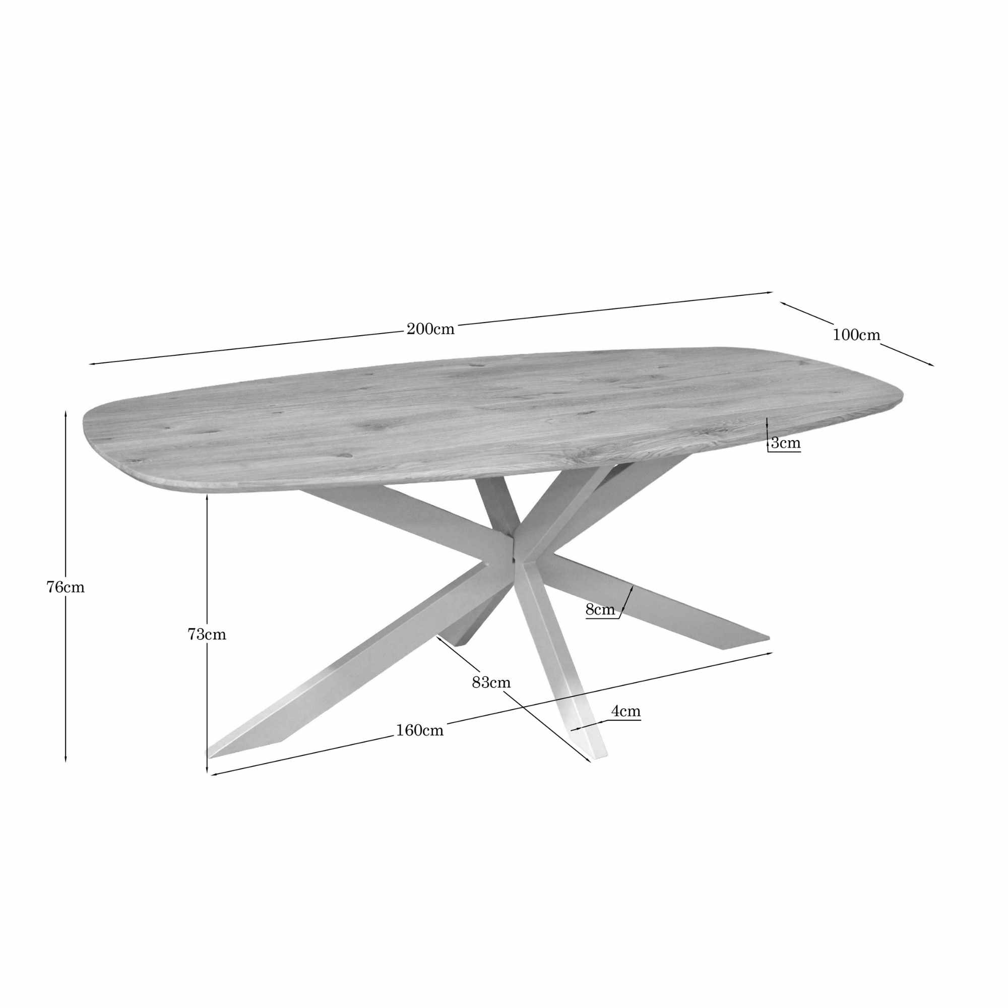 STF-2153_3 Deens ovale eettafel Ferris Naturel Poot Zand Eikenhout 200 cm - Image 4