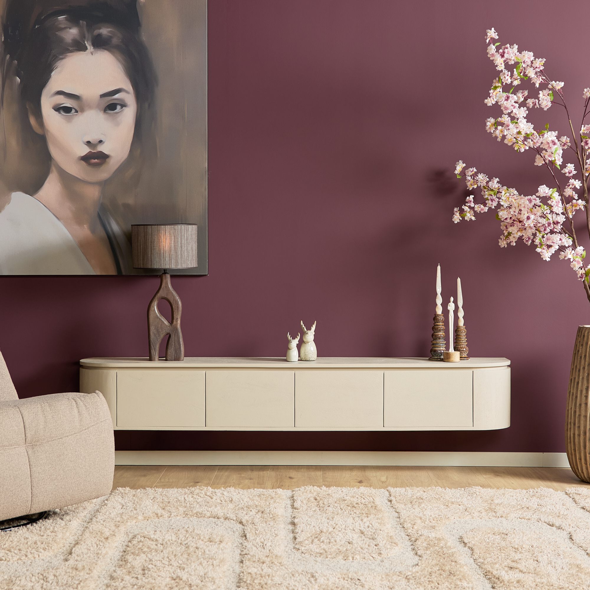 Zwevend tv meubel Ambiance Naturel Mangohout 120 cm - Image 28