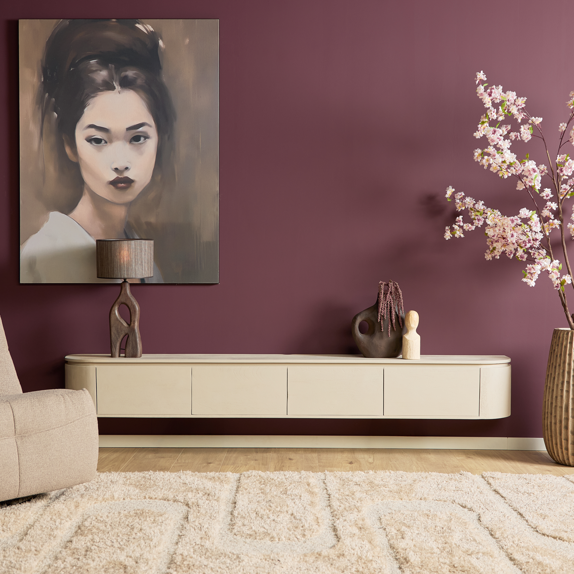 Zwevend tv meubel Ambiance Naturel Mangohout 120 cm - Image 30