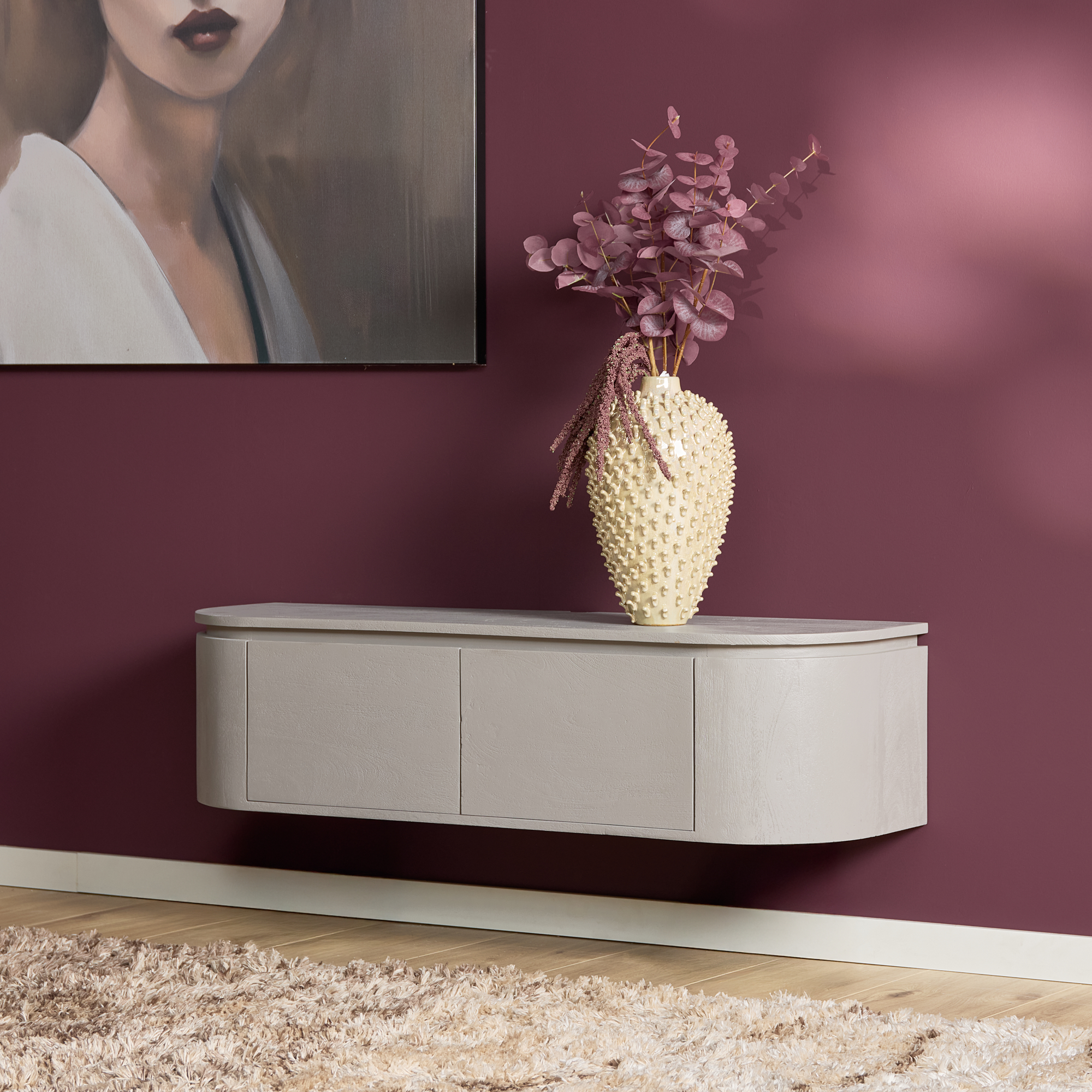 Zwevend tv meubel Ambiance Naturel Mangohout 120 cm - Image 35