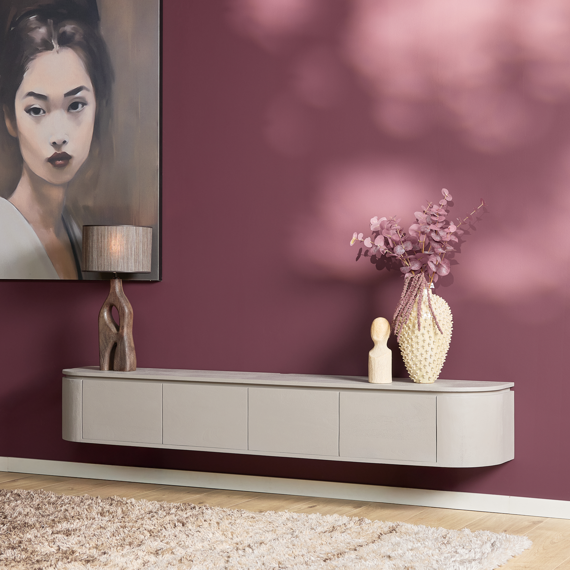 Zwevend tv meubel Ambiance Naturel Mangohout 120 cm - Image 41