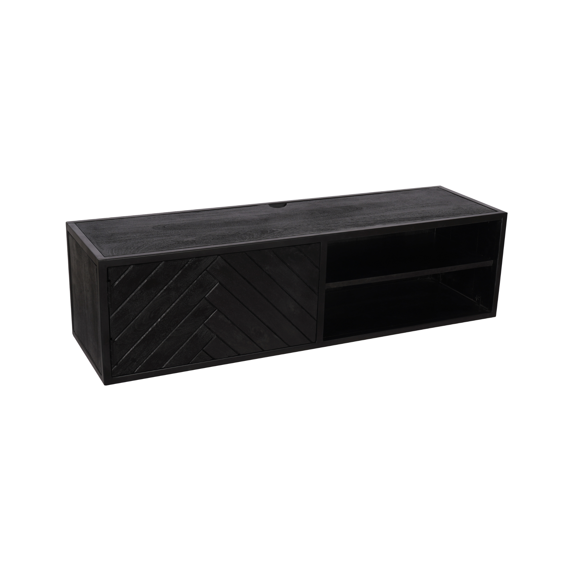 Zwevend tv meubel New York Zwart Mangohout 120 cm - Image 8