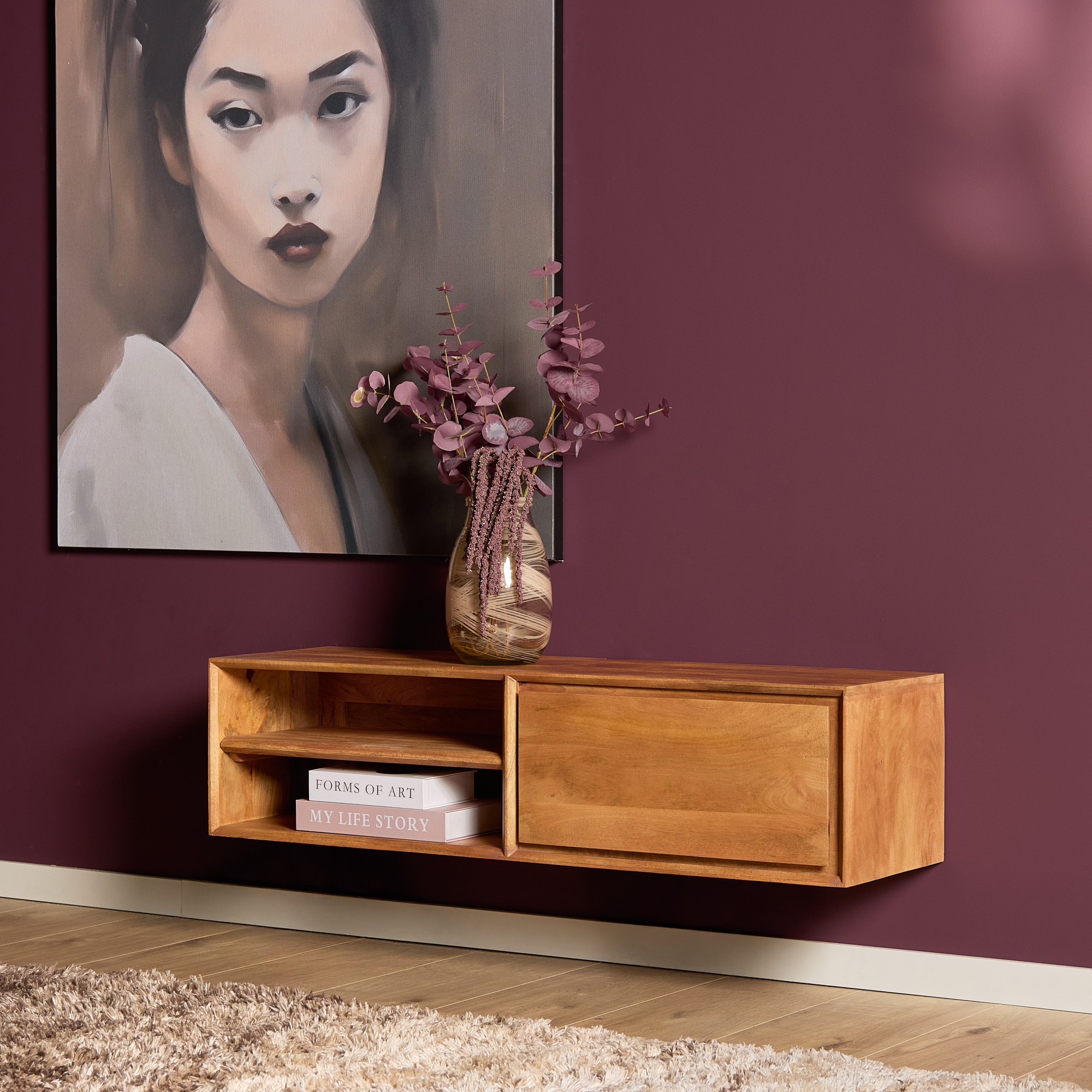 Zwevend tv meubel Ambiance Naturel Mangohout 120 cm - Image 48