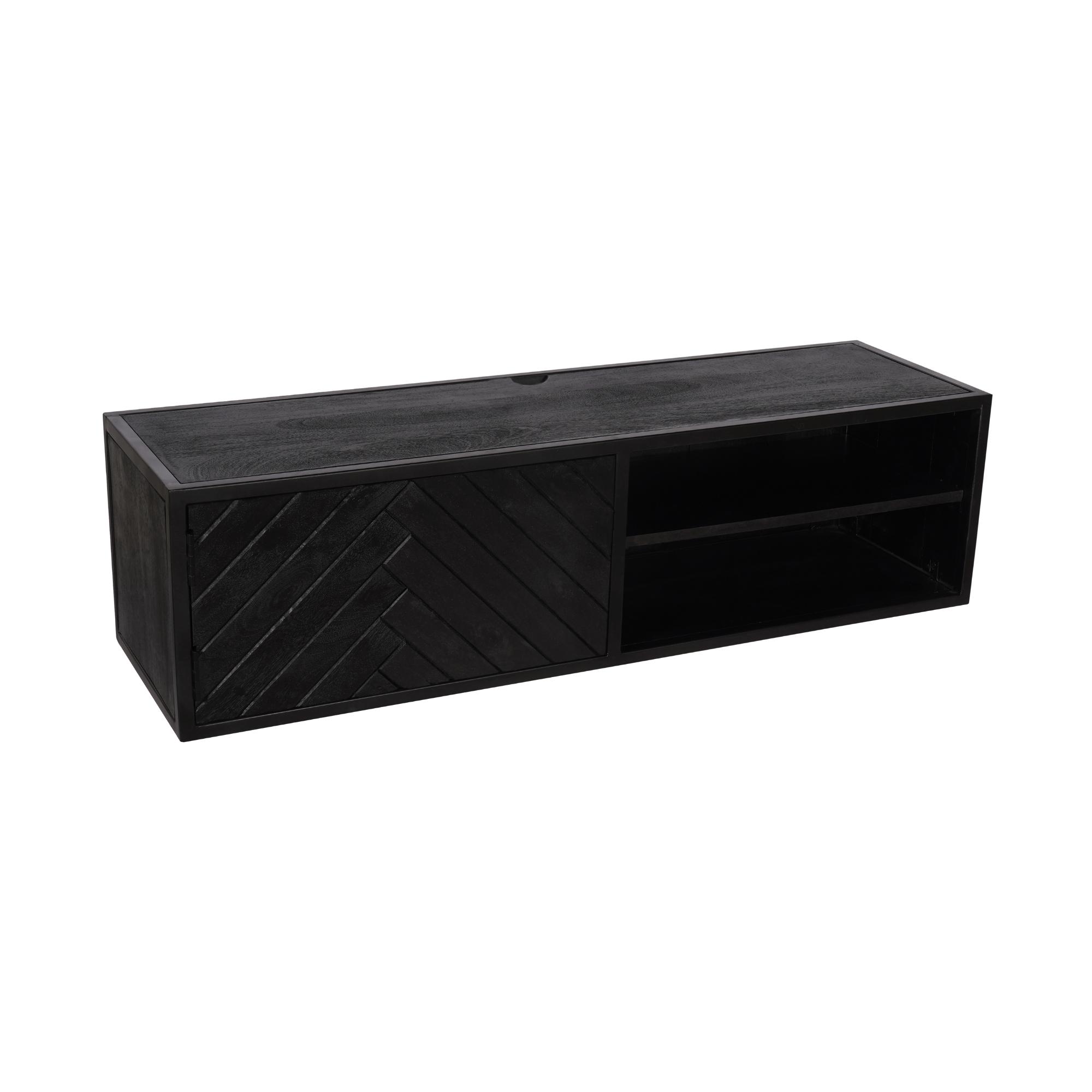 Zwevend tv meubel New York Zwart Mangohout 120 cm - Image 10