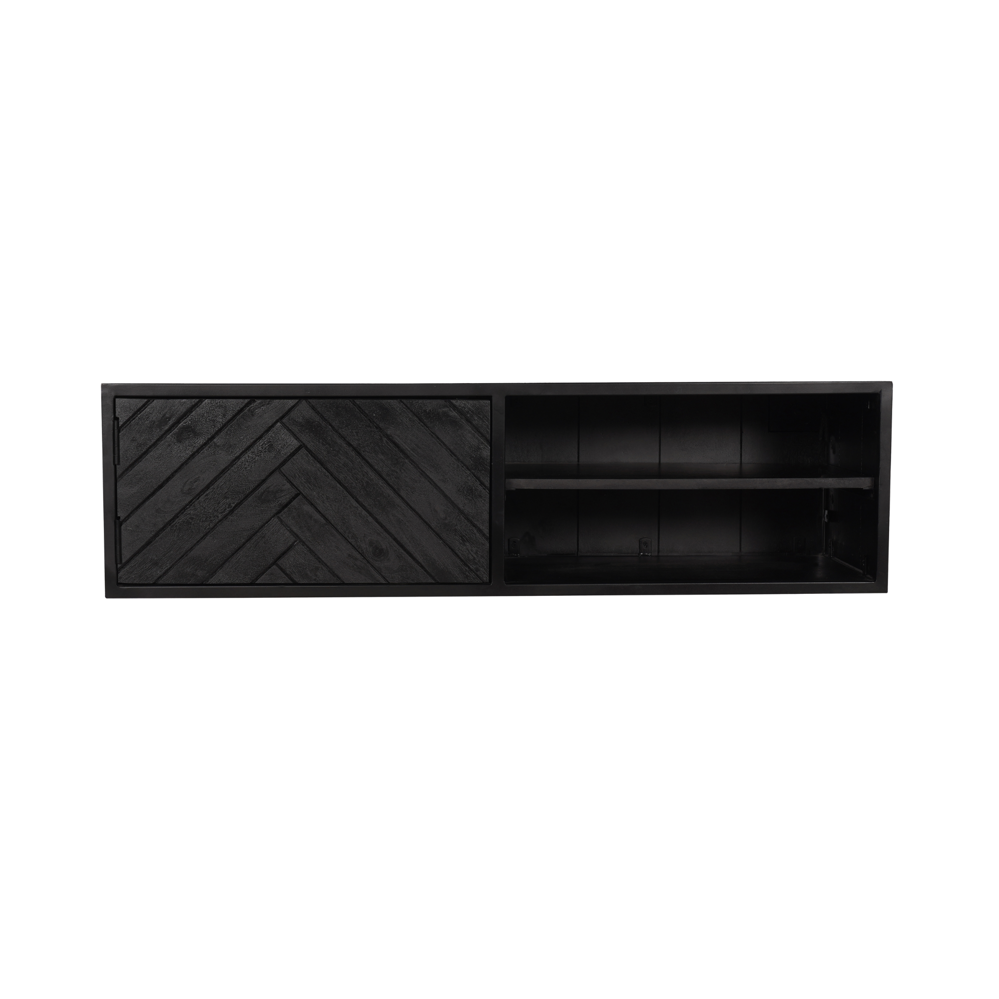 Zwevend tv meubel New York Zwart Mangohout 120 cm - Image 12