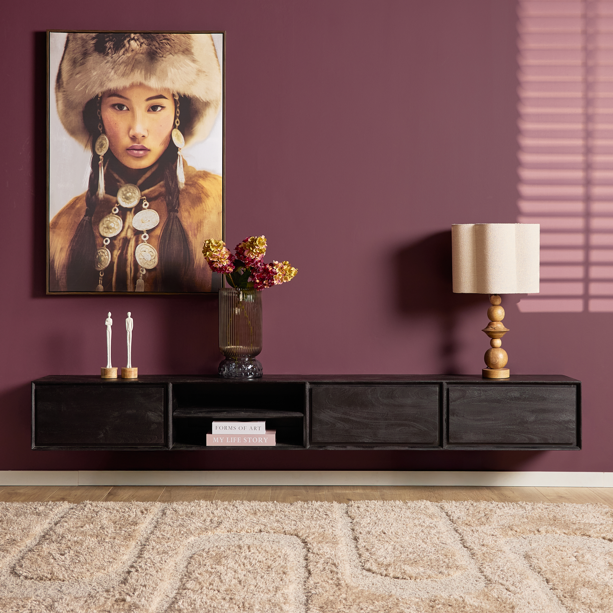 Zwevend tv meubel Ambiance Naturel Mangohout 120 cm - Image 71