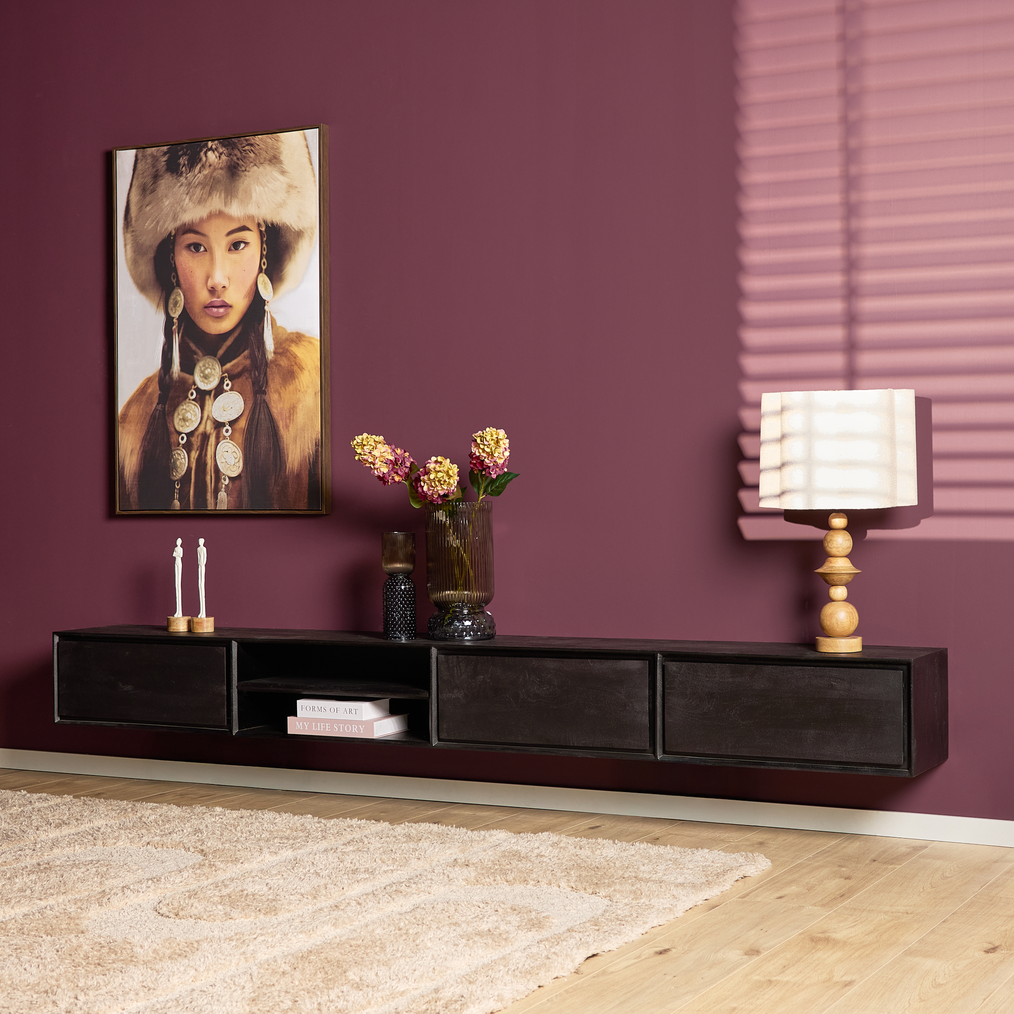 Zwevend tv meubel Ambiance Naturel Mangohout 120 cm - Image 73