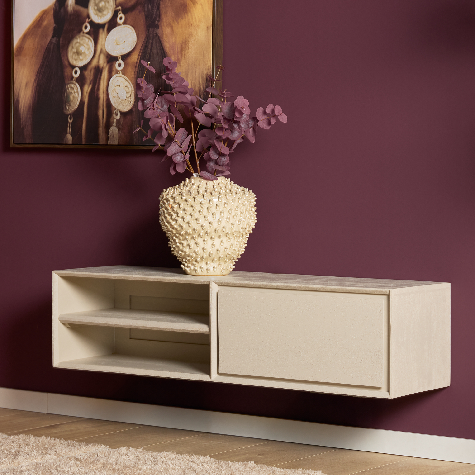 Zwevend tv meubel Ambiance Naturel Mangohout 120 cm - Image 91
