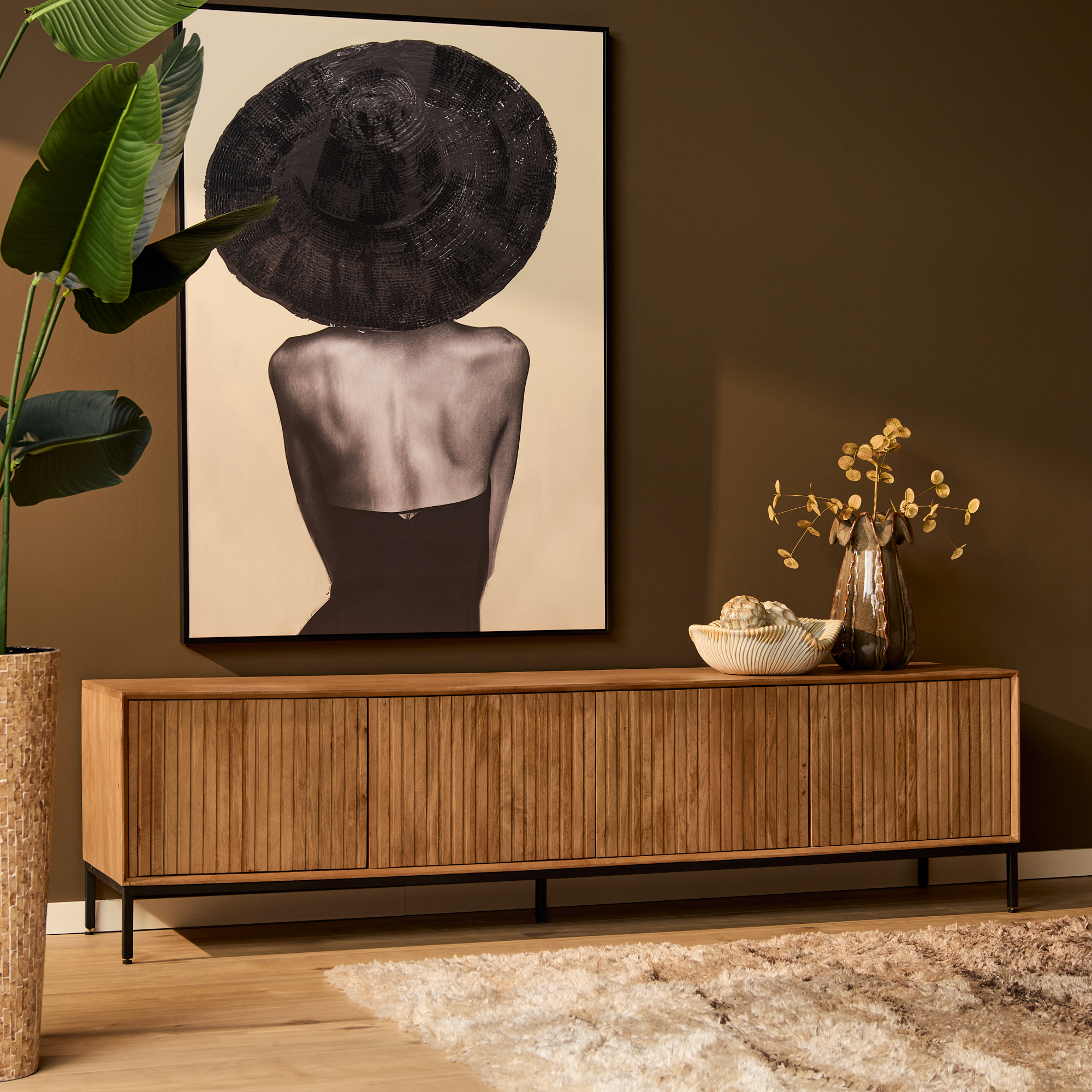 Tv meubel Madison Naturel Mangohout 210 cm - Image 1