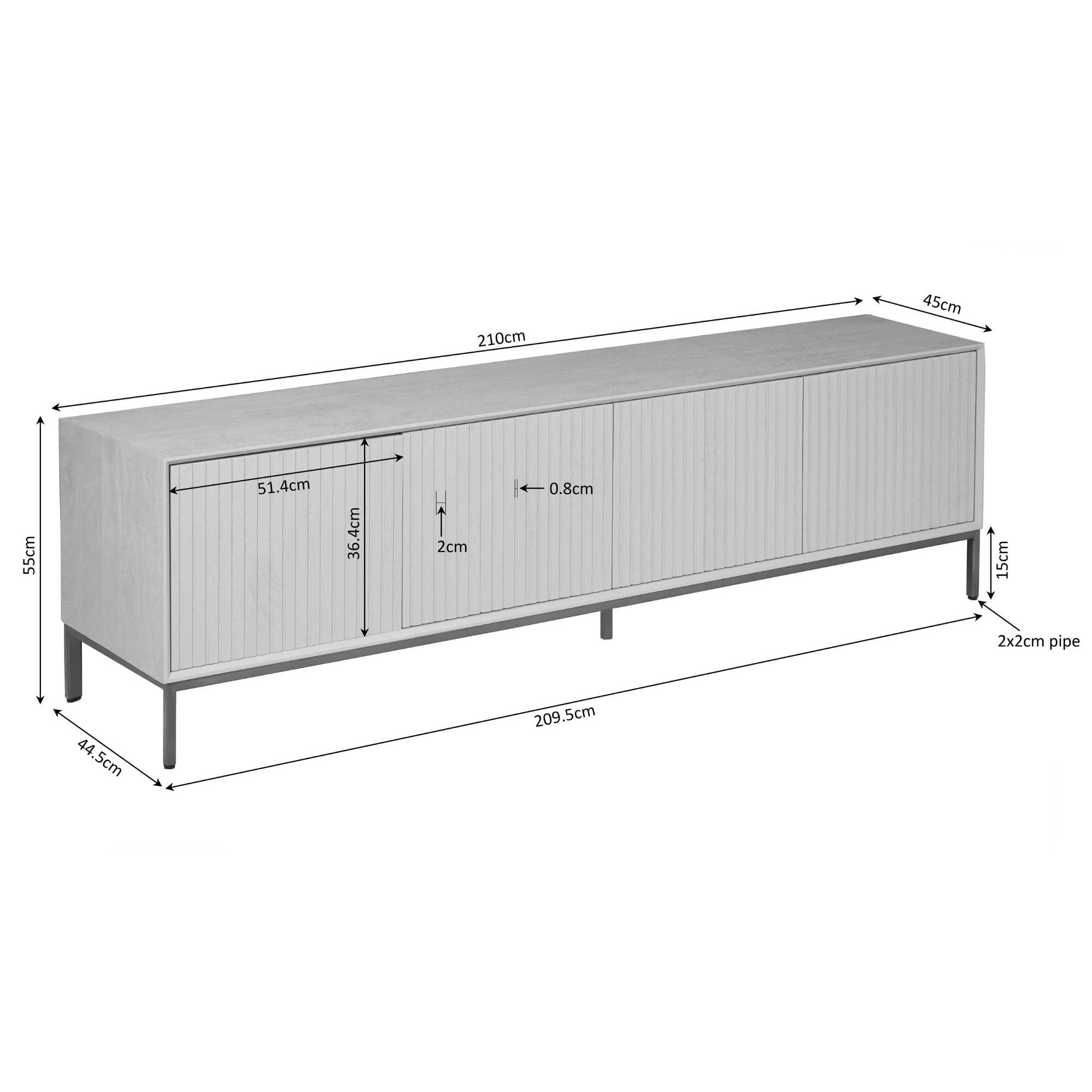 Tv meubel Madison Naturel Mangohout 210 cm - Image 8