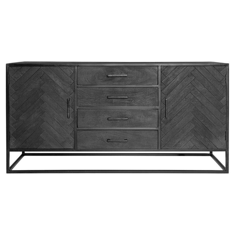 Dressoir New York Zwart Mangohout 165 cm - Image 2