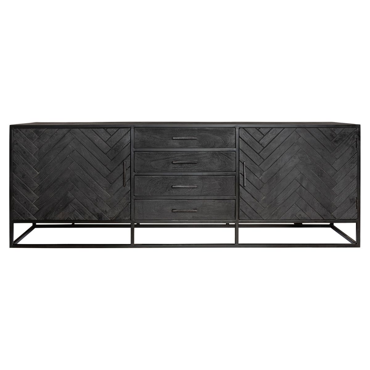 Dressoir New York Zwart Mangohout 210 cm - Image 3