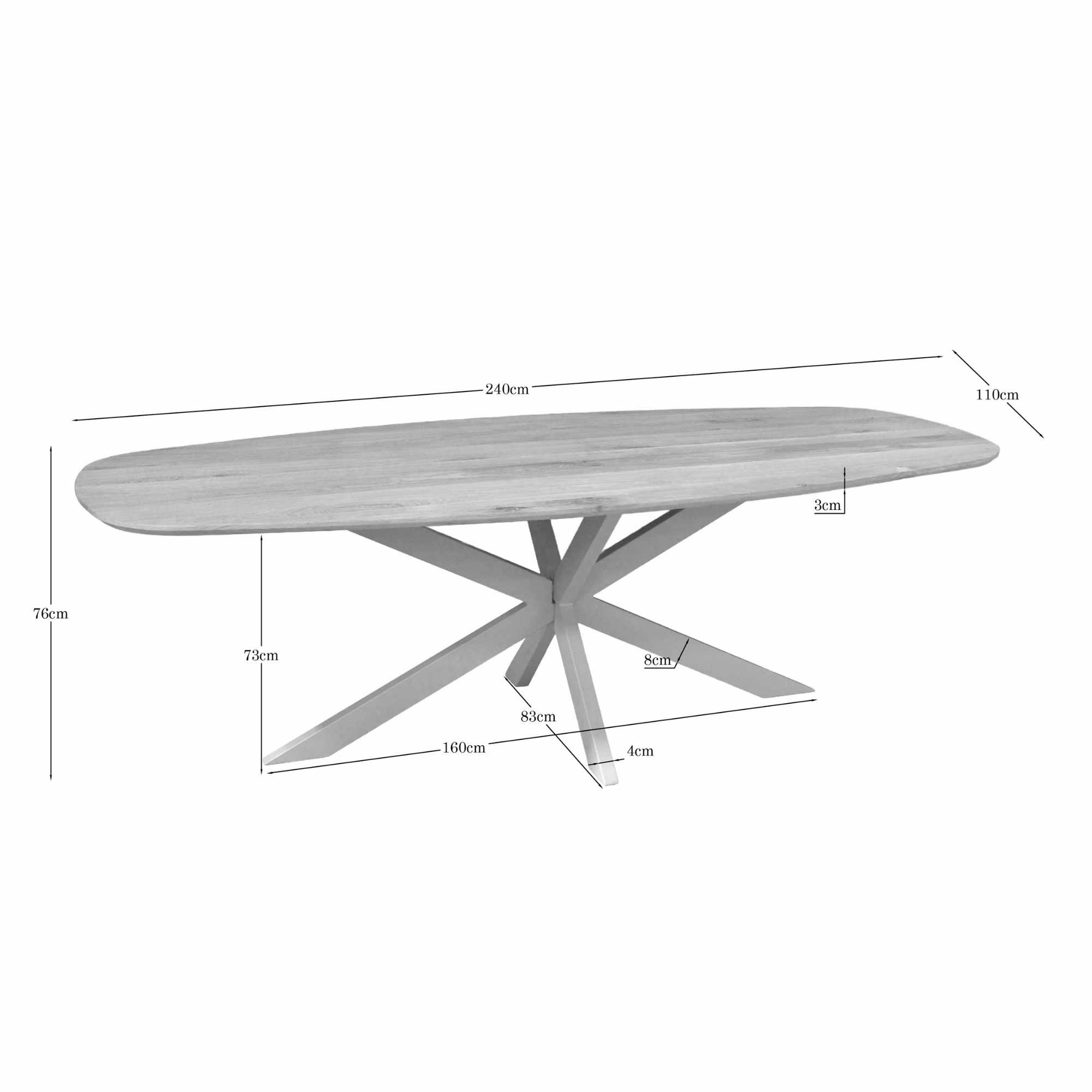 Deens ovale eettafel Ferris Naturel Poot Zand Eikenhout 240 cm - Image 4