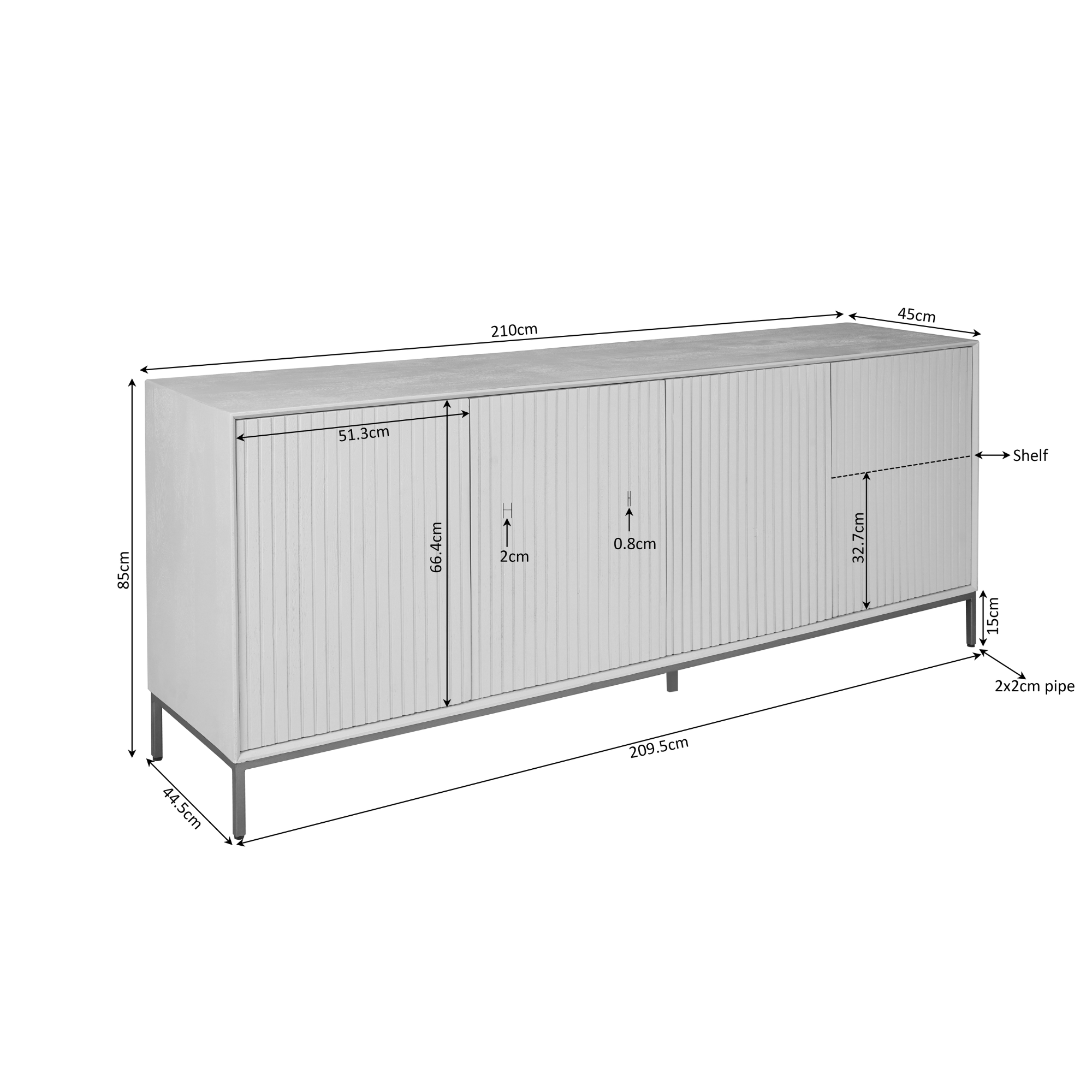 Dressoir Madison Naturel Mangohout 210 cm - Image 10