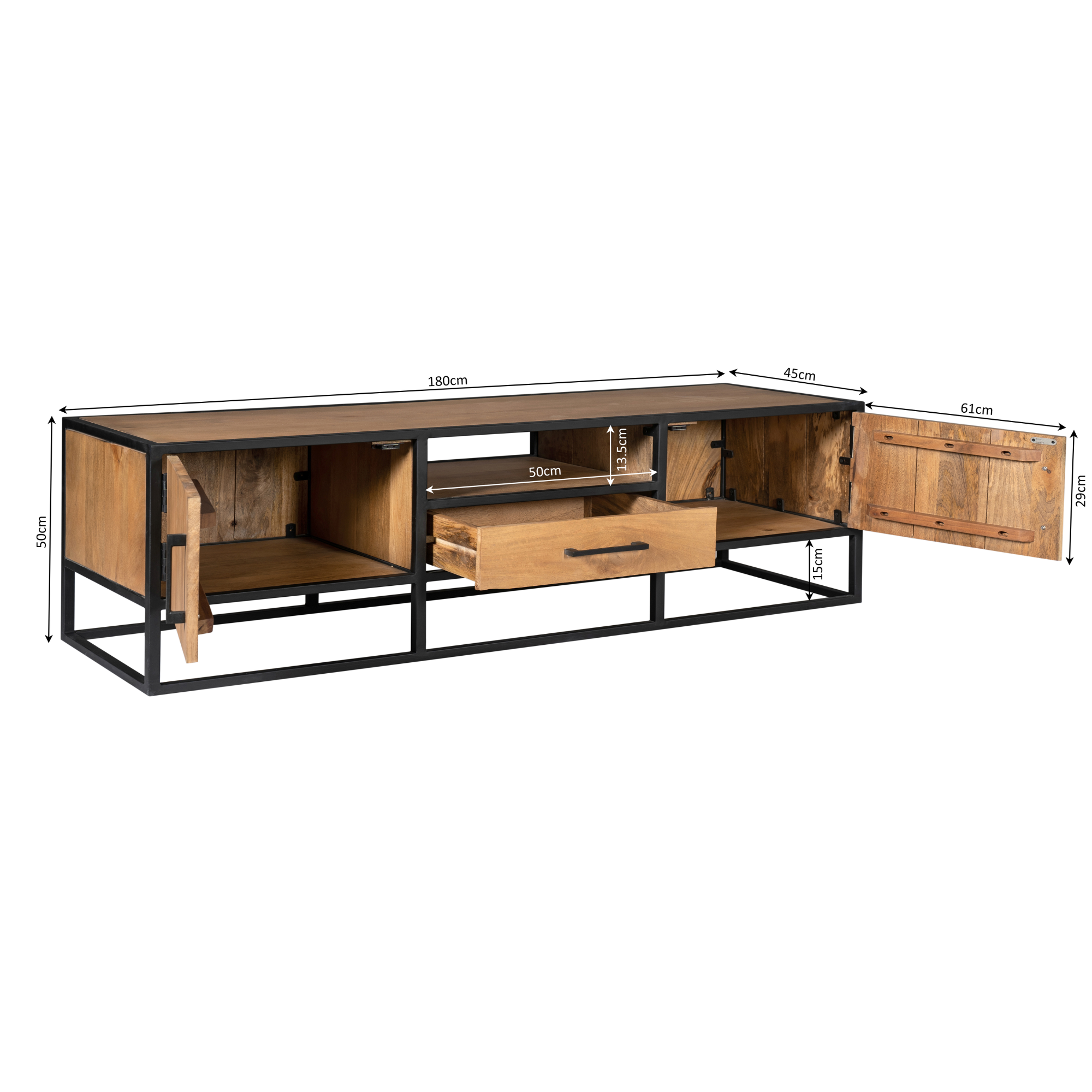 Tv meubel Denver Naturel Mangohout 180 cm - Image 8