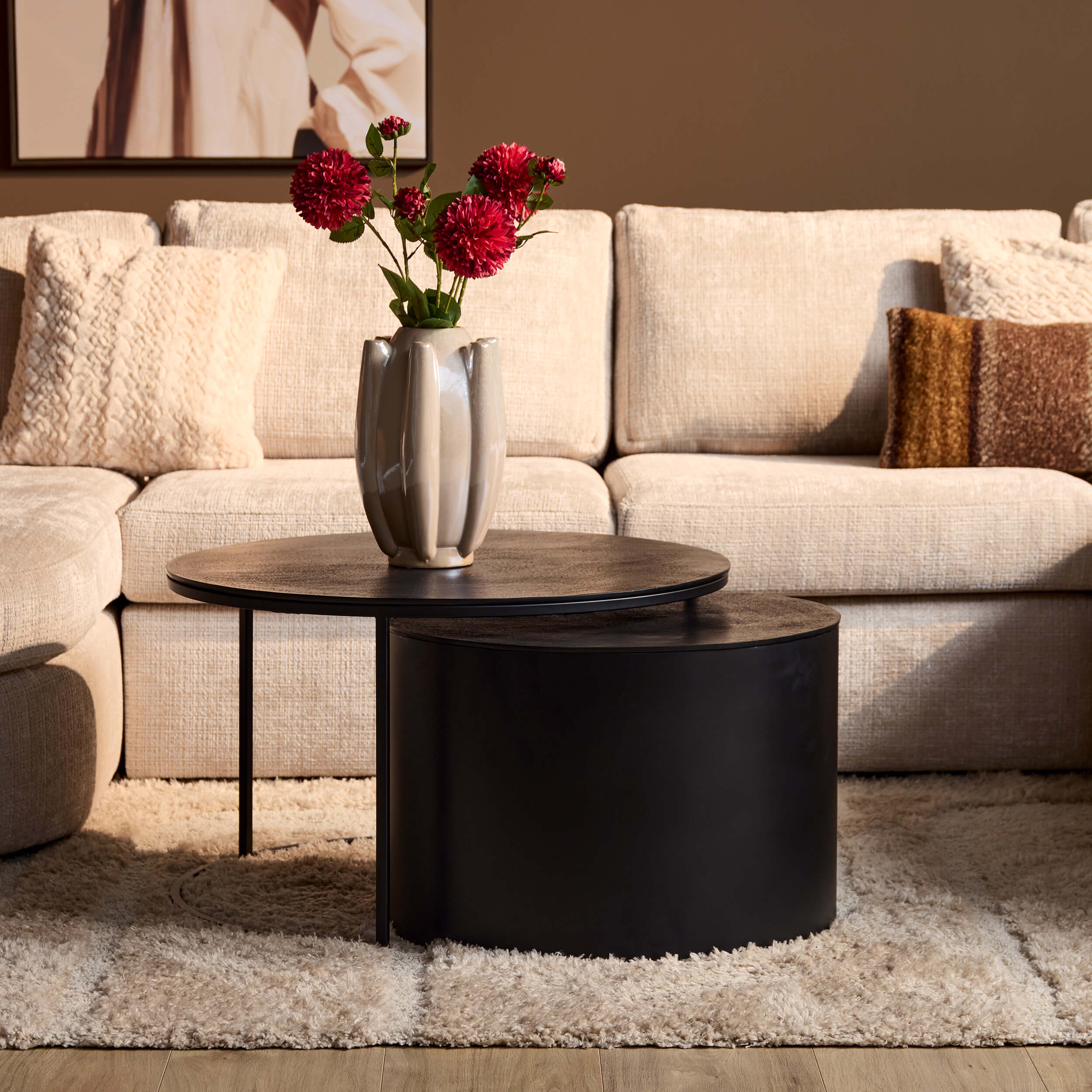 Ronde salontafel set Luna Zwart Aluminium 76 cm - Image 1