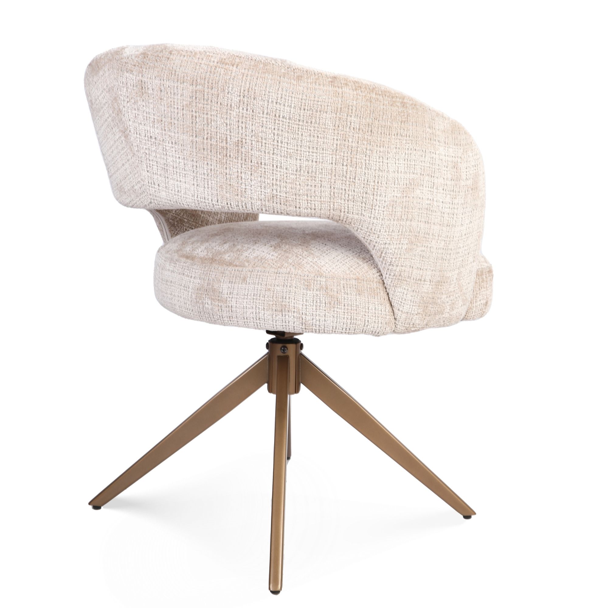 Draaibare eetkamerstoel Demi met armleuning Beige Poot Brons - Image 5
