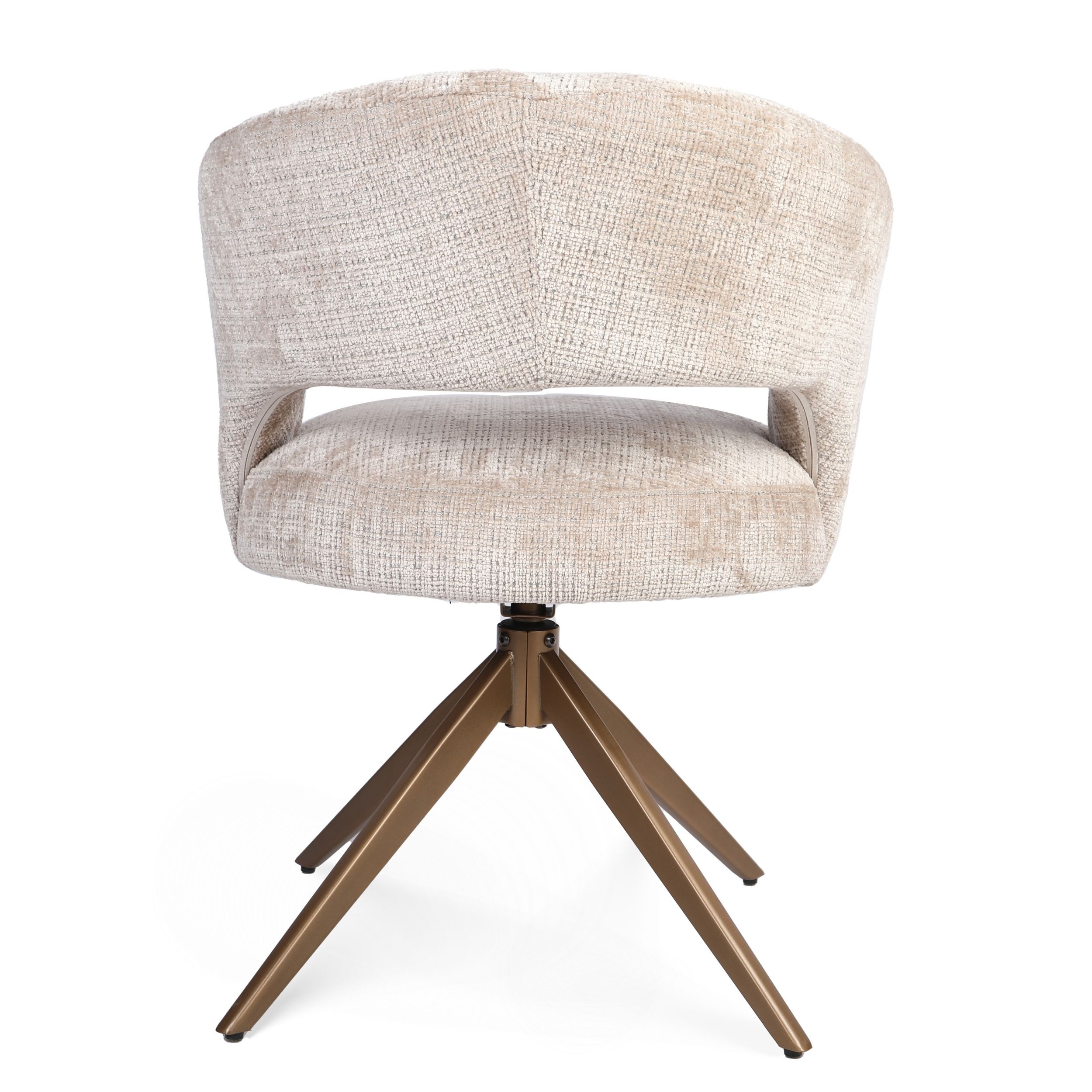 Draaibare eetkamerstoel Demi met armleuning Beige Poot Brons - Image 6