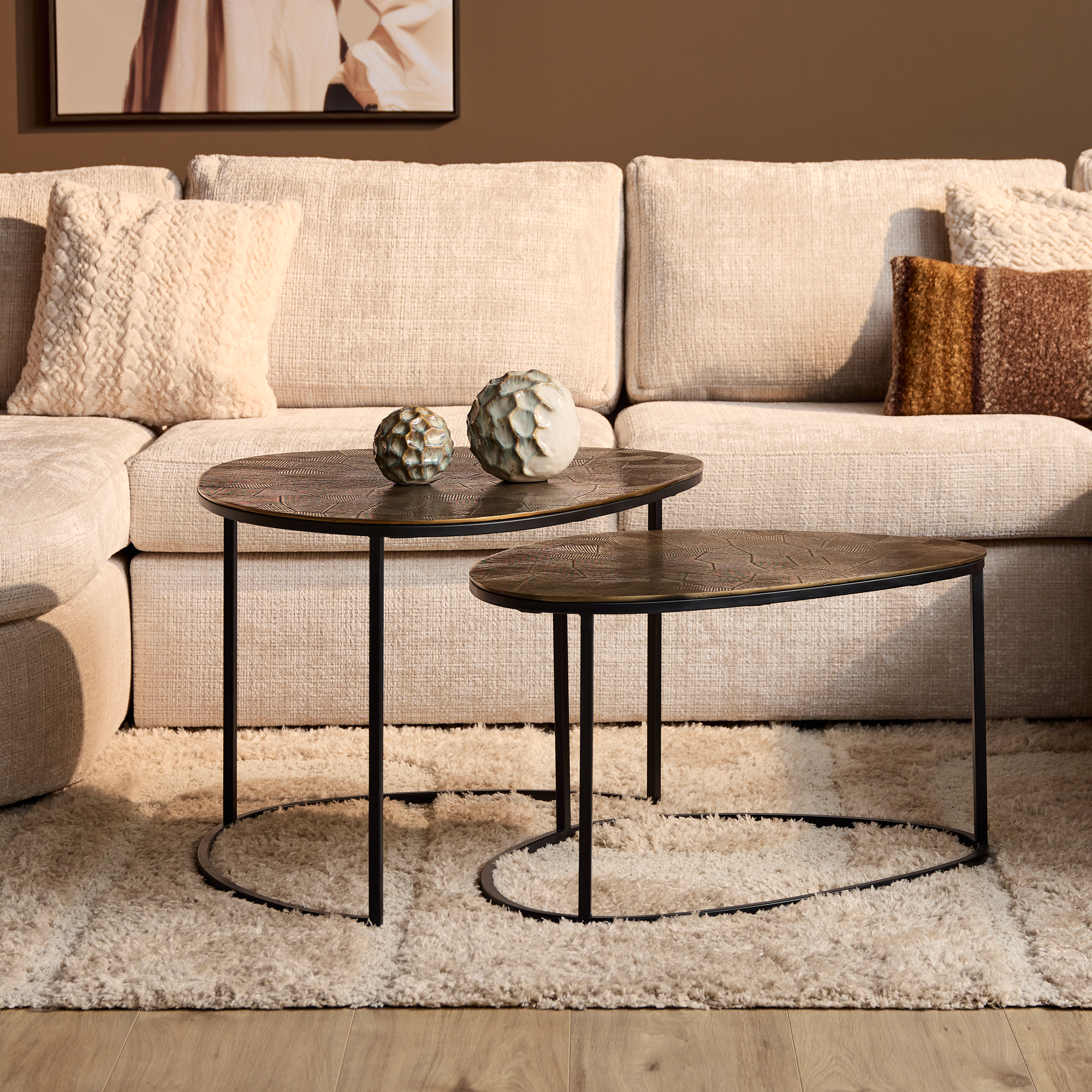 STF-2378_0 Salontafel set Filou Goud Aluminium 90 cm - Image 1