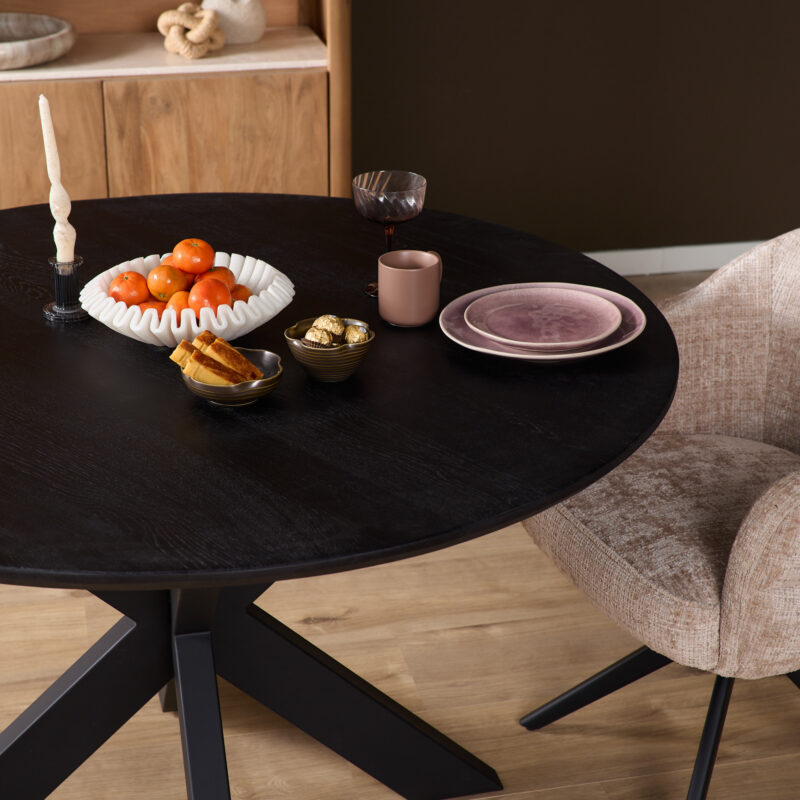 Ronde eettafel Ferris Zwart Eikenhout 110 cm - Image 2